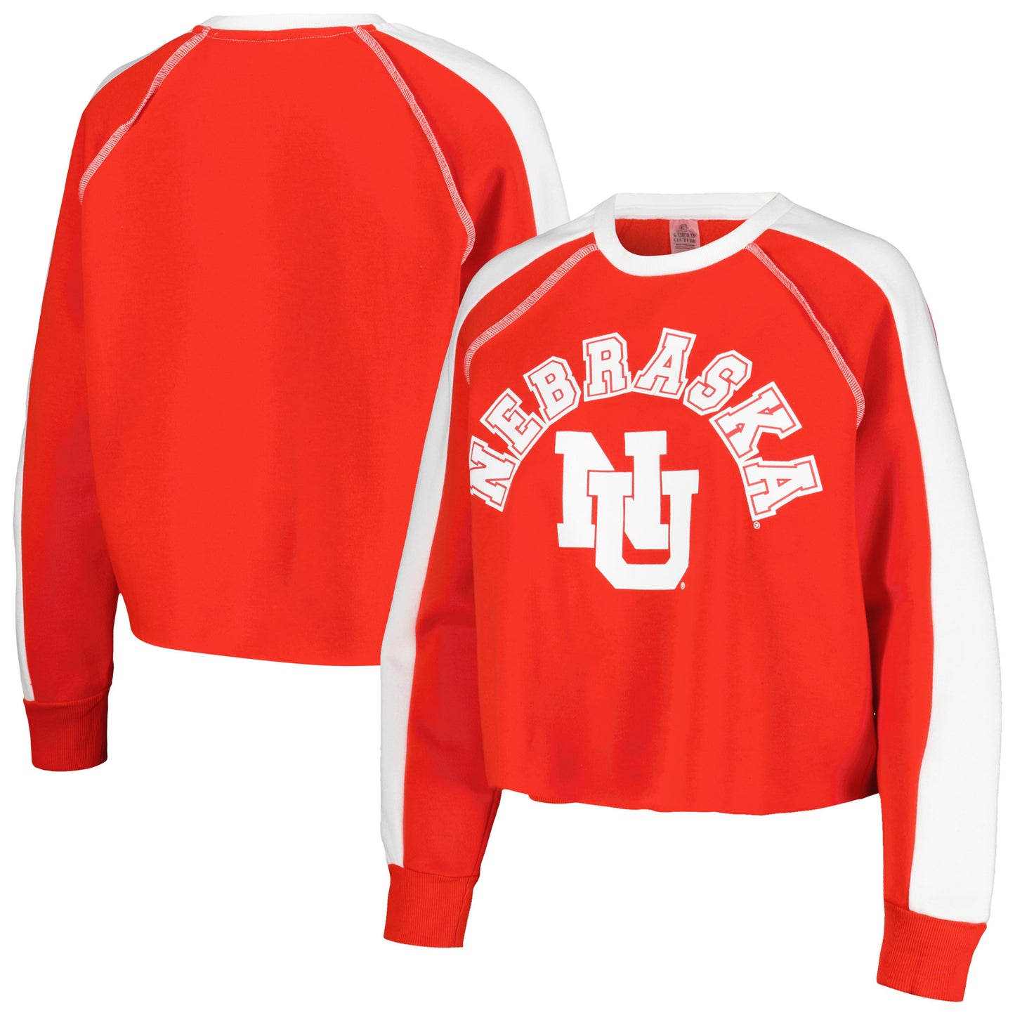 Women's Gameday Couture Scarlet Nebraska Huskers Blindside Raglan Cropped Pullover Sweatshirt