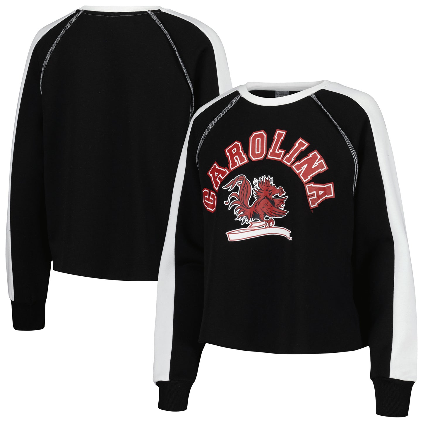 Women's Gameday Couture Black South Carolina Gamecocks Blindside Raglan Cropped Pullover Sweatshirt