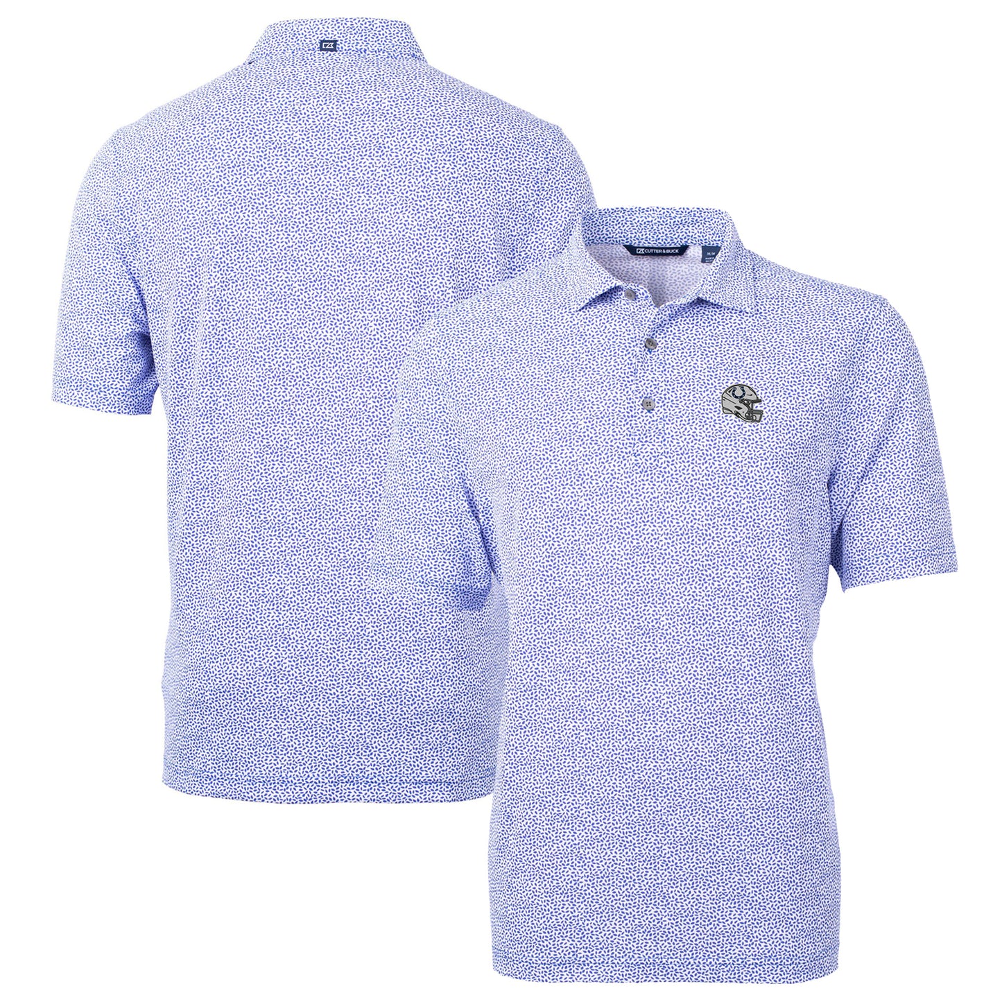 Men's Cutter & Buck Royal Indianapolis Colts Helmet Virtue Eco Pique Botanical Print Recycled Polo
