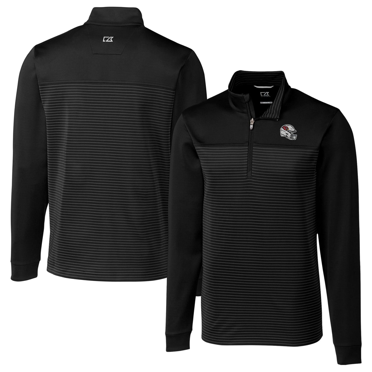 Men's Cutter & Buck Black Arizona Cardinals Traverse Stripe Stretch Quarter-Zip Pullover Top