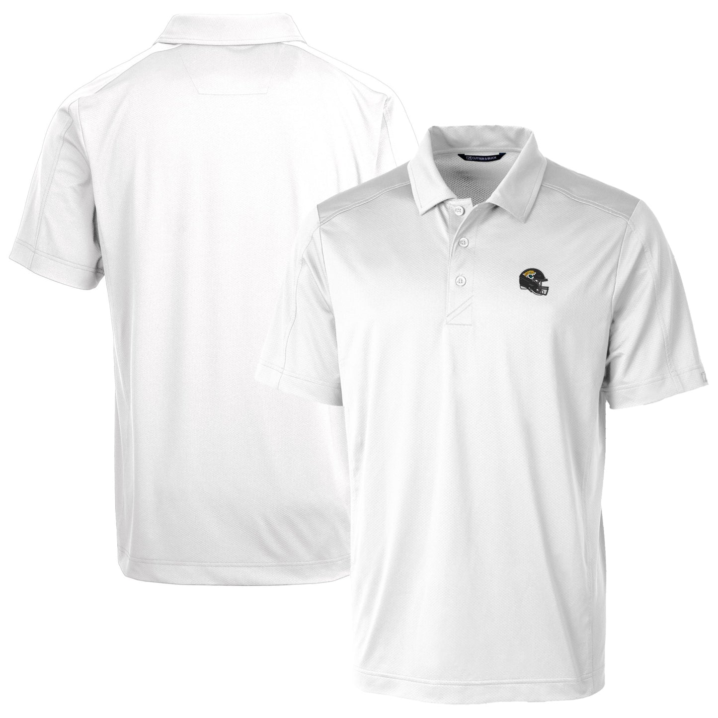 Men's Cutter & Buck White Jacksonville Jaguars Helmet Prospect Textured Stretch Polo