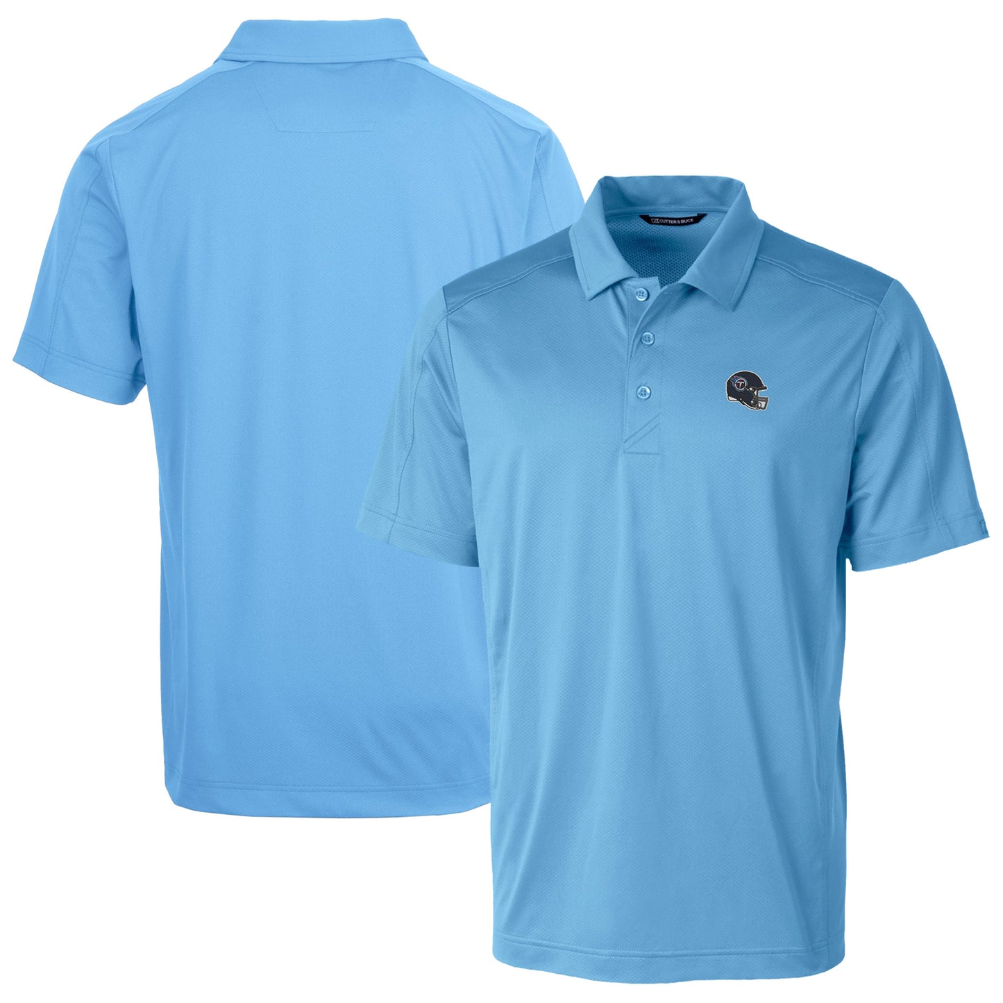Men's Cutter & Buck Light Blue Tennessee Titans Helmet Prospect Textured Stretch Polo