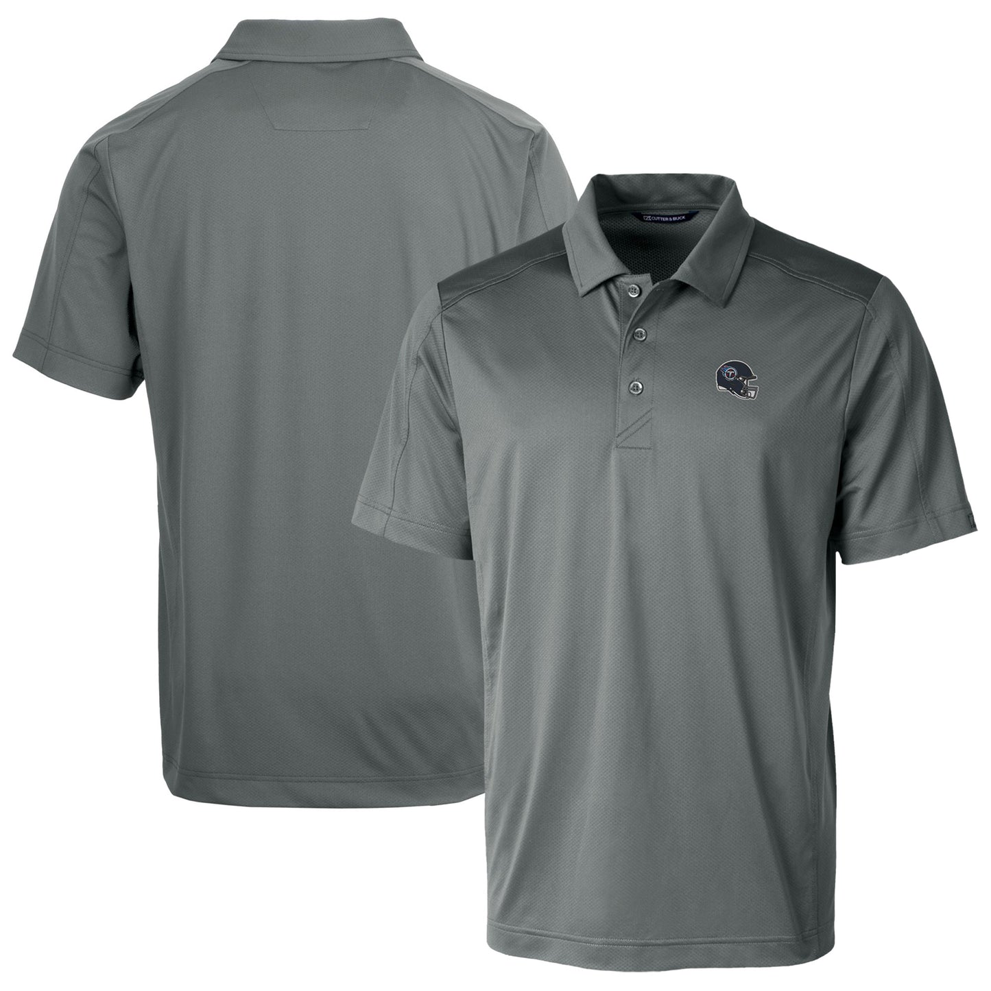 Men's Cutter & Buck Steel Tennessee Titans Helmet Prospect Textured Stretch Polo