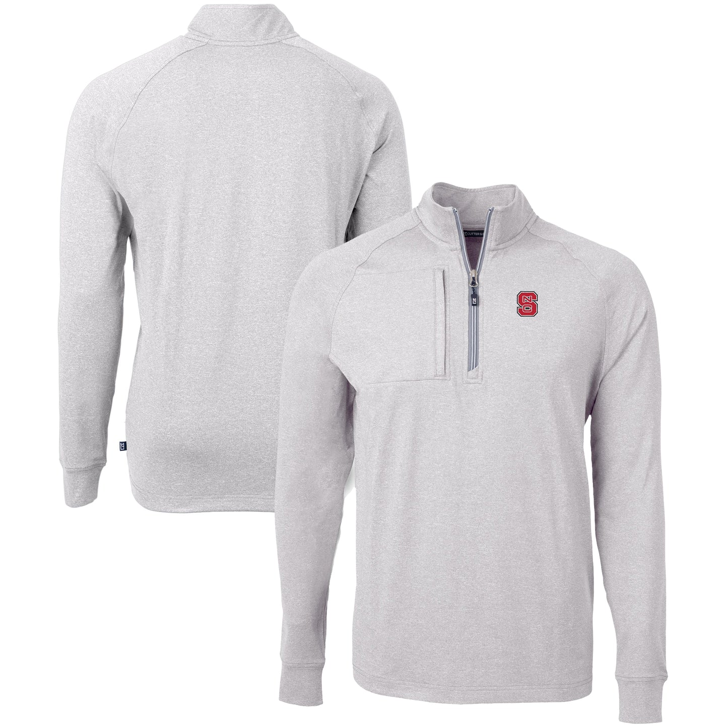 Men's Cutter & Buck Heather Gray NC State Wolfpack Big & Tall Adapt Eco Knit Quarter-Zip Pullover Top