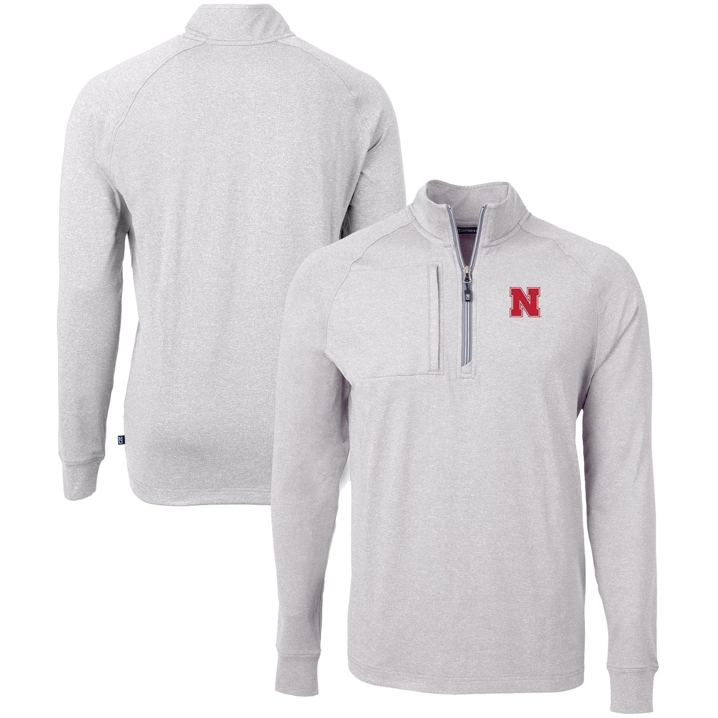 Men's Cutter & Buck Heather Gray Nebraska Huskers Big & Tall Adapt Eco Knit Quarter-Zip Pullover Top
