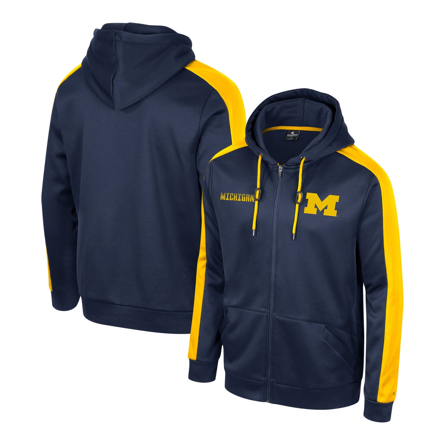 Men's Colosseum Navy Michigan Wolverines Reese Full-Zip Hoodie