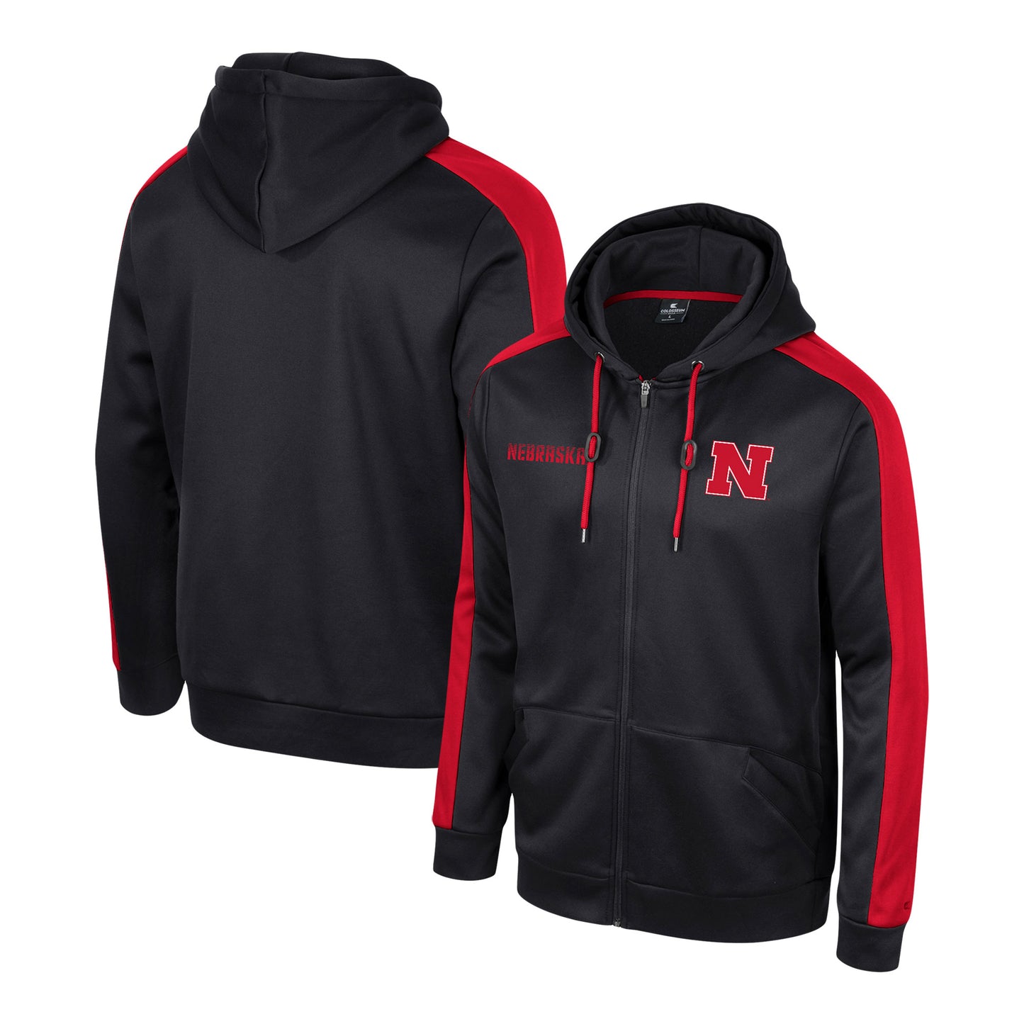 Men's Colosseum Black Nebraska Huskers Reese Full-Zip Hoodie