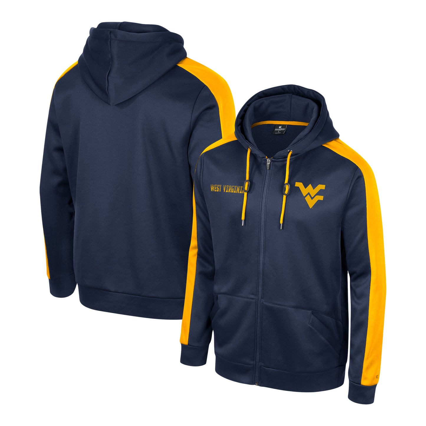 Men's Colosseum Navy West Virginia Mountaineers Reese Full-Zip Hoodie
