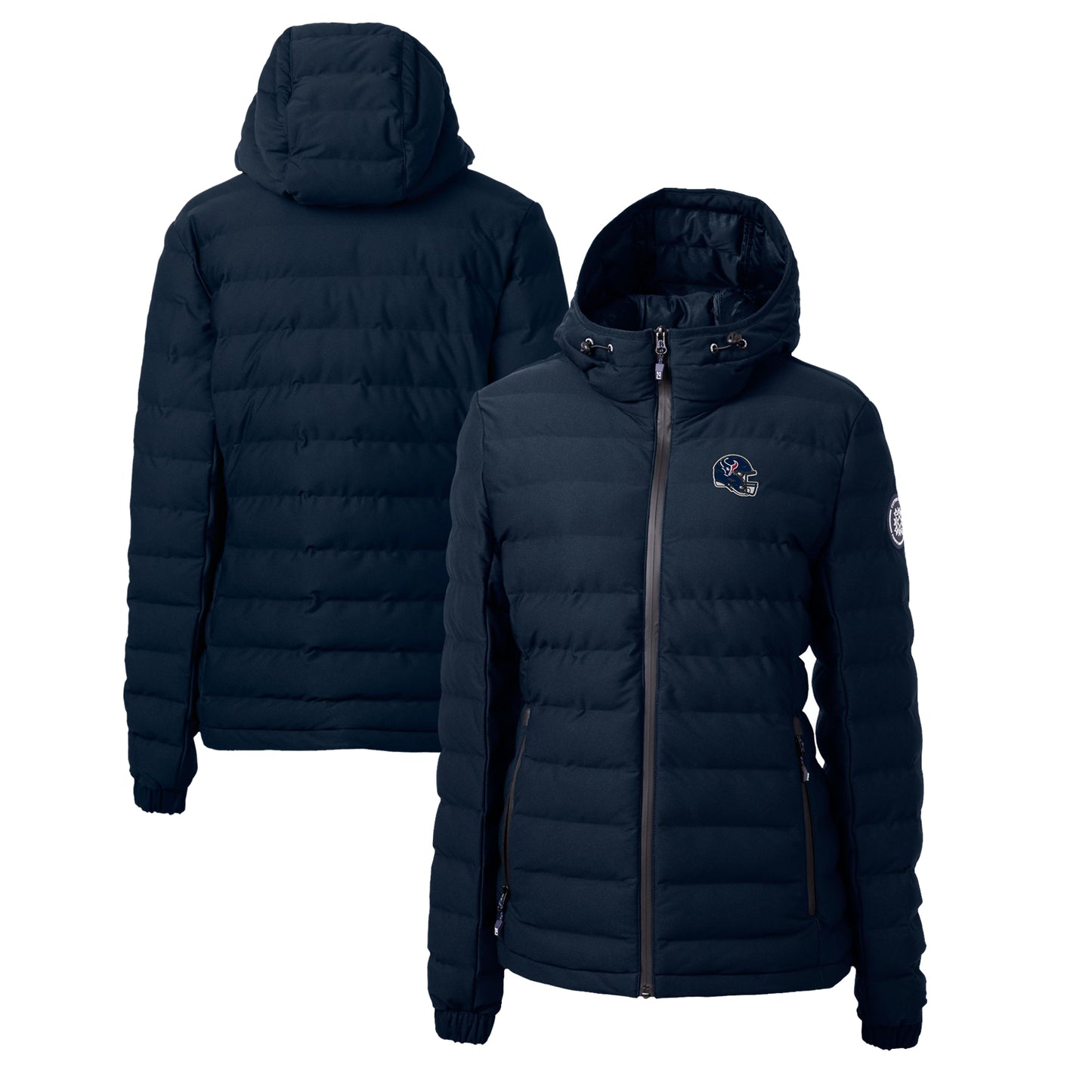 Women's Cutter & Buck Navy Houston Texans Helmet Logo Mission Ridge Repreve Eco Insulated Full-Zip Puffer Jacket