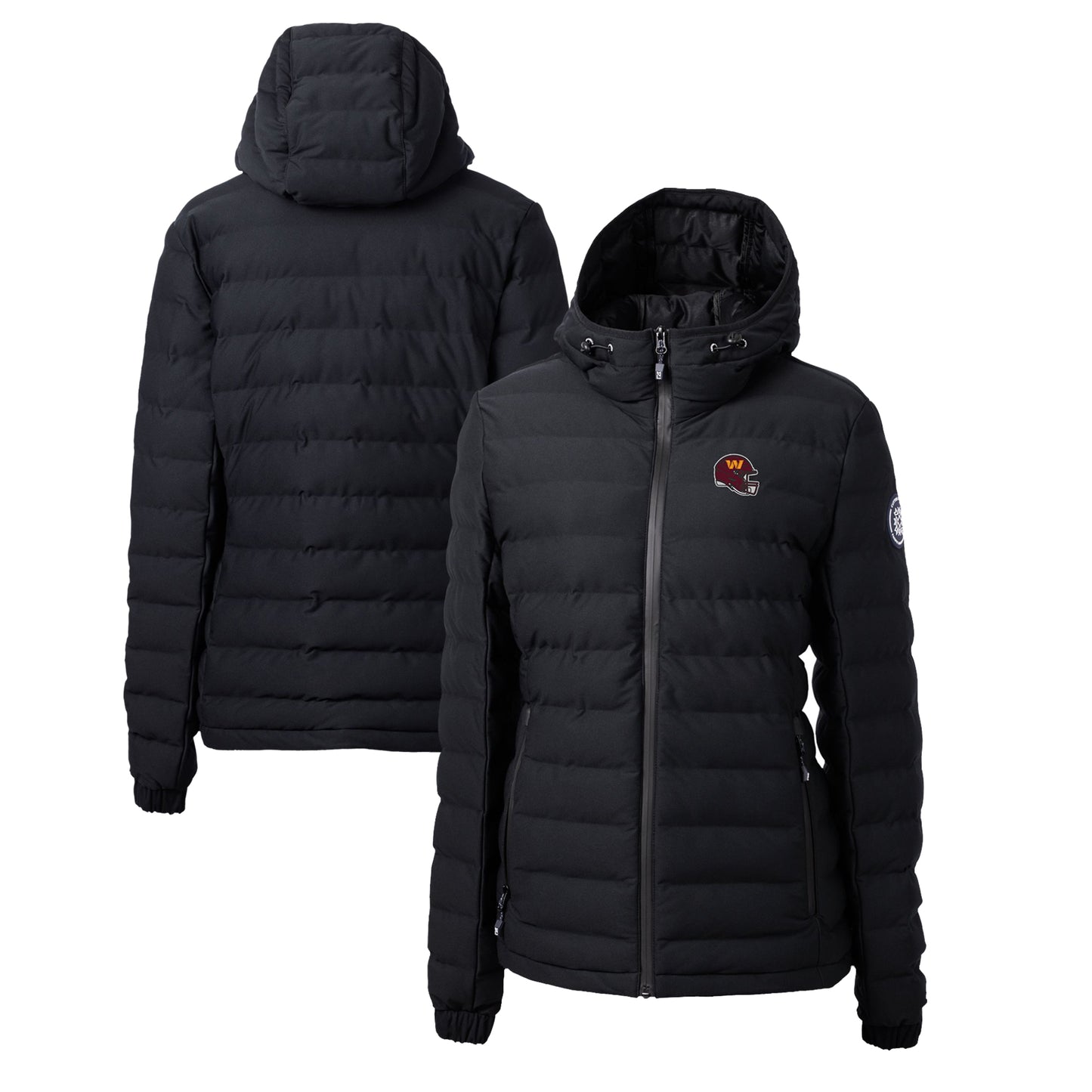 Women's Cutter & Buck Black Washington Commanders Helmet Logo Mission Ridge Repreve Eco Insulated Full-Zip Puffer Jacket
