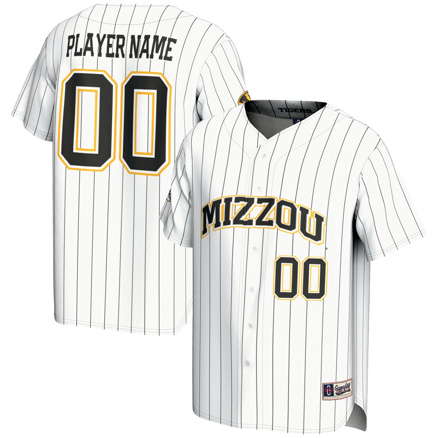 Youth GameDay Greats White Missouri Tigers NIL Pick-A-Player Lightweight Baseball Jersey