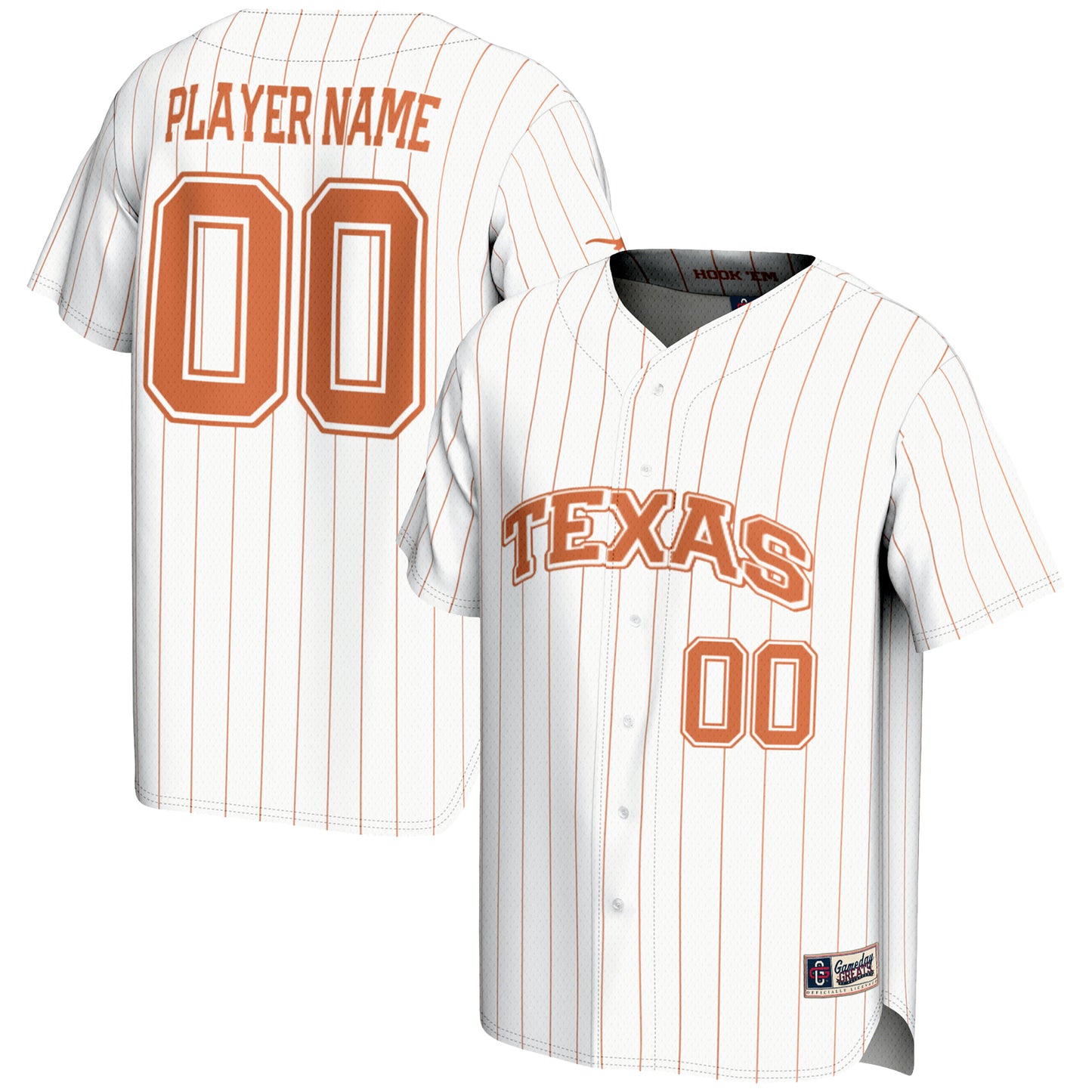 Unisex GameDay Greats White Texas Longhorns NIL Pick-A-Player Lightweight Baseball Jersey