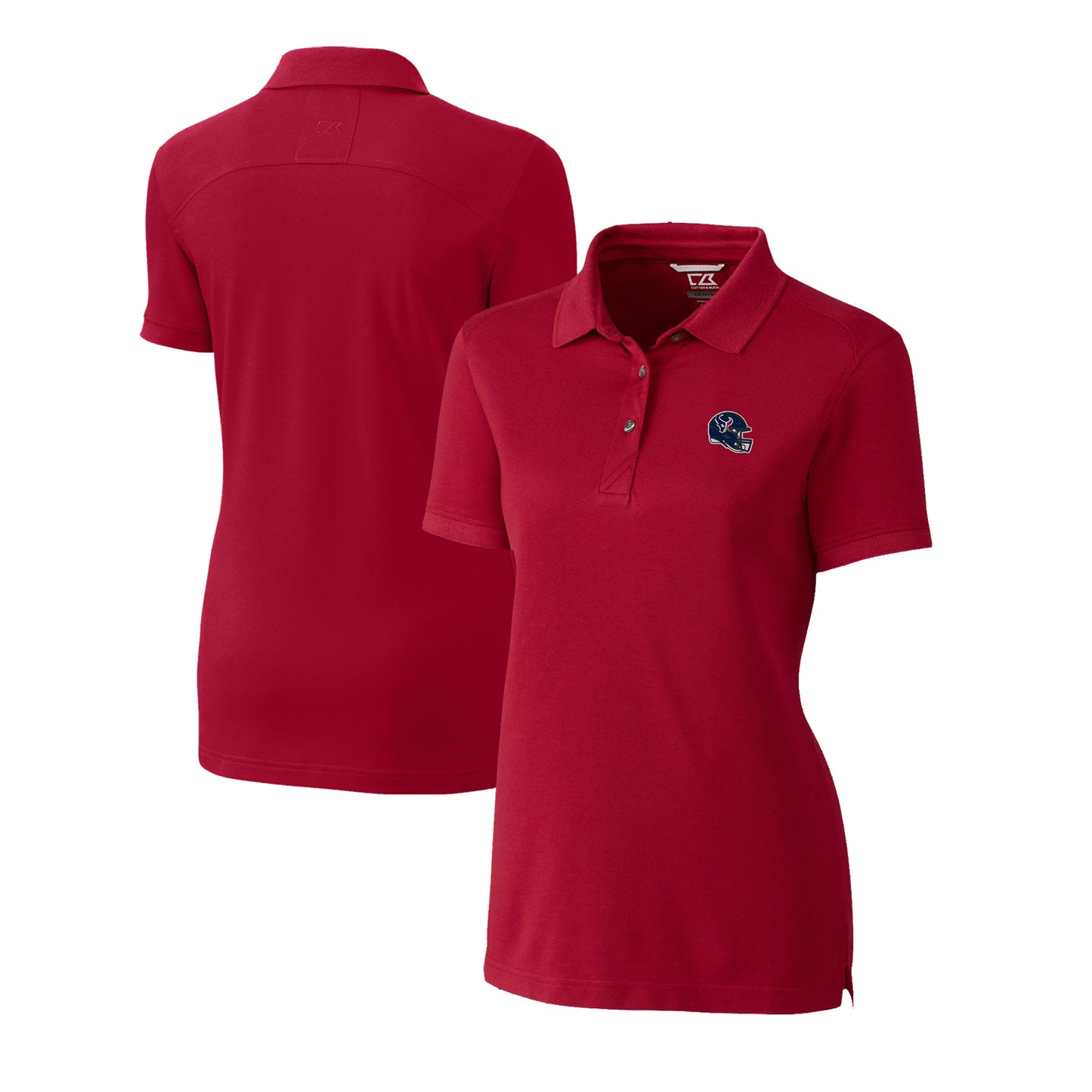 Women's Cutter & Buck Red Houston Texans Helmet Logo Advantage DryTec Tri-Blend Pique Polo