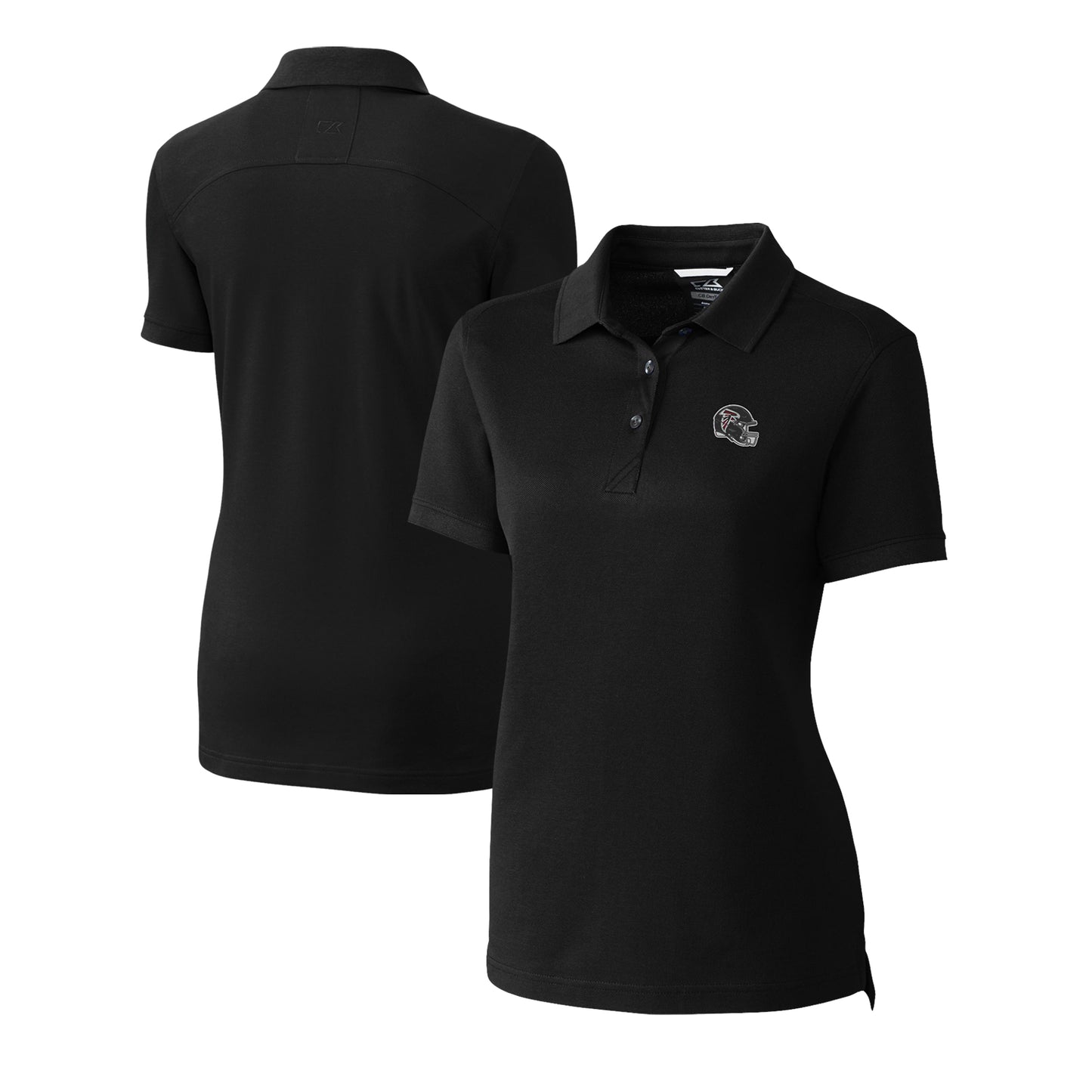 Women's Cutter & Buck Black Atlanta Falcons Helmet Logo Advantage DryTec Tri-Blend Pique Polo