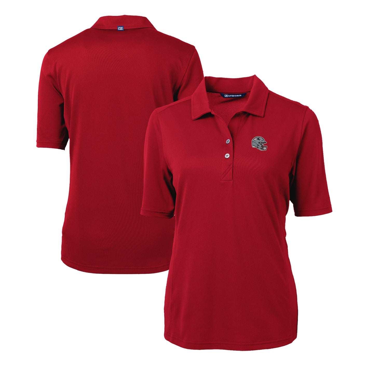 Women's Cutter & Buck Red New England Patriots Helmet Logo DryTec Virtue Eco Pique Recycled Polo