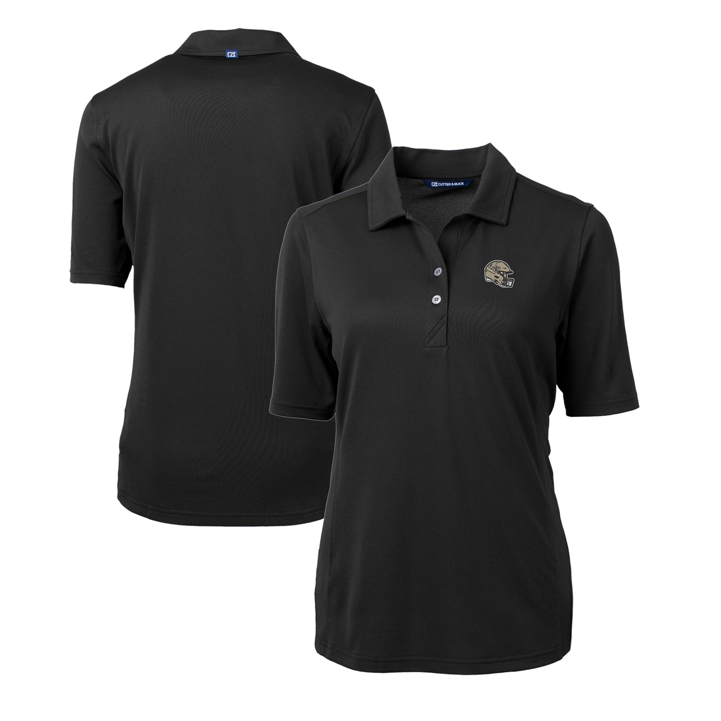 Women's Cutter & Buck Black New Orleans Saints Helmet Logo DryTec Virtue Eco Pique Recycled Polo