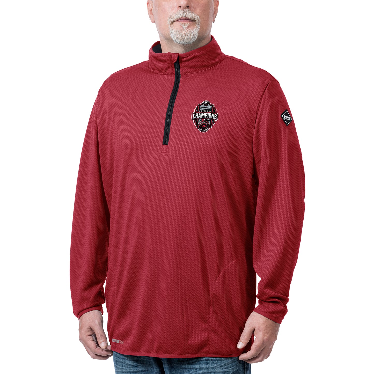 Men's Franchise Club Red Georgia Bulldogs College Football Playoff 2022 National Champions Flex Thermatec Team Quarter-Zip Jacket