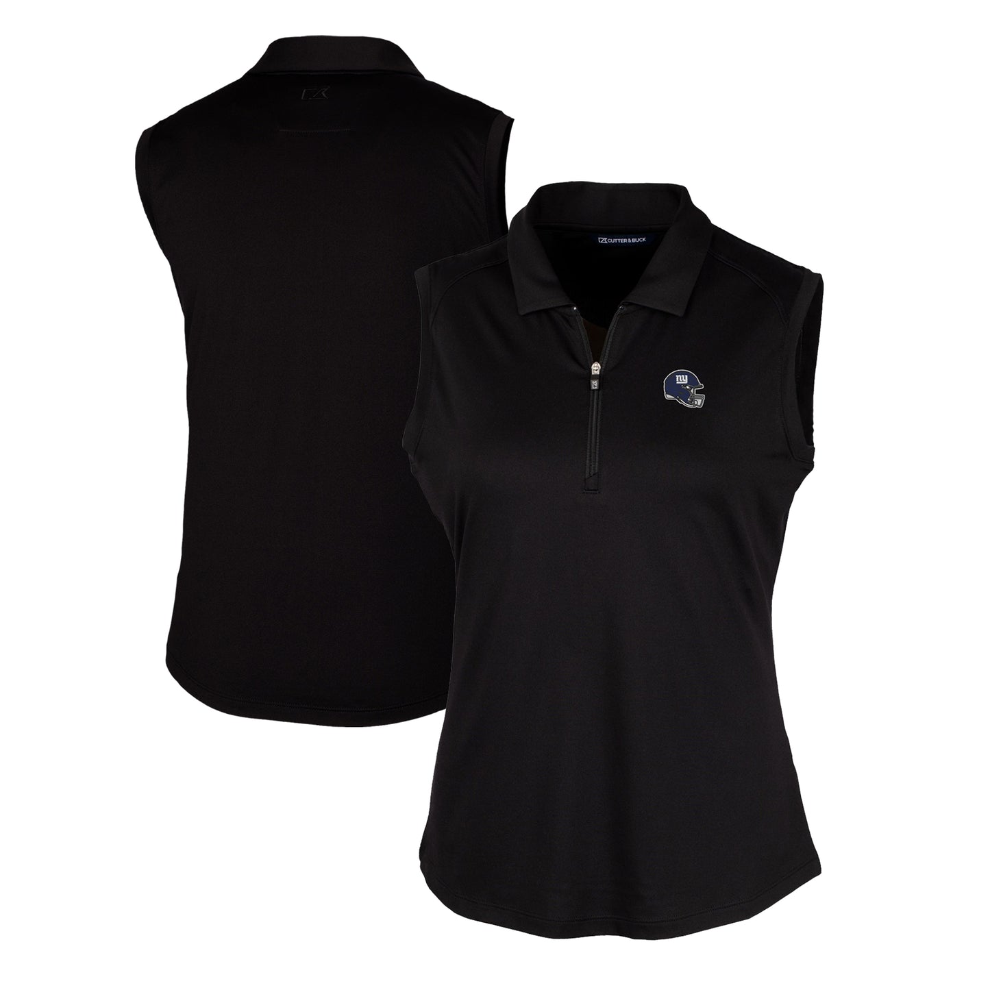Women's Cutter & Buck Black New York Giants Helmet Logo DryTec Forge Stretch Sleeveless Polo