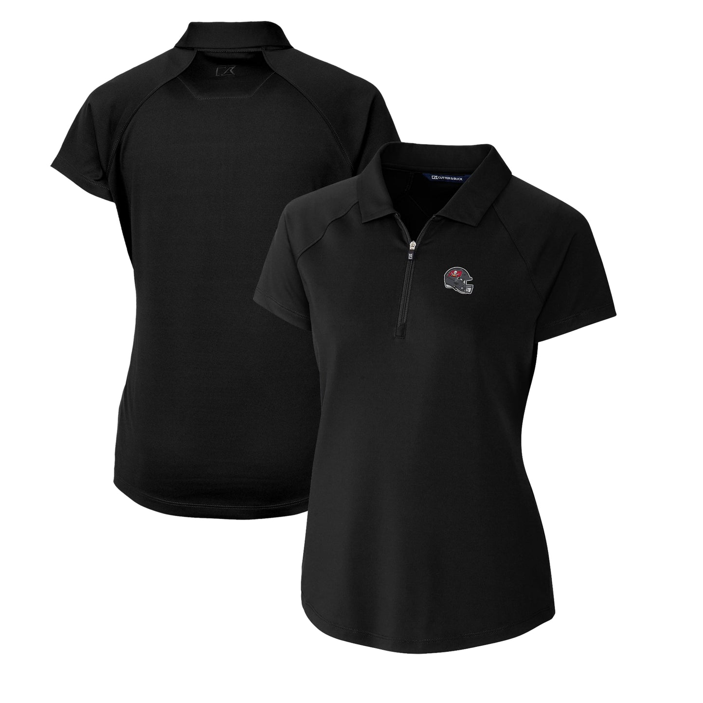 Women's Cutter & Buck Black Tampa Bay Buccaneers Helmet Logo DryTec Forge Stretch Polo