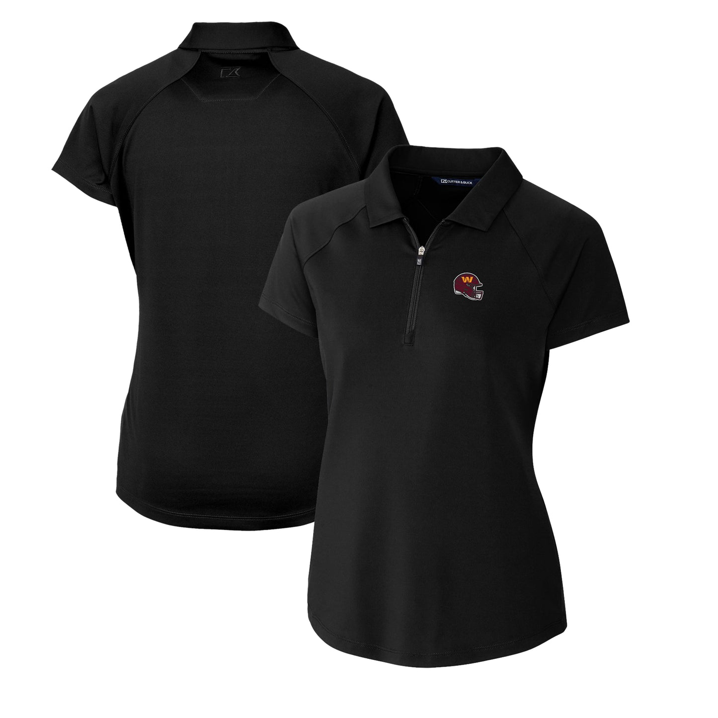 Women's Cutter & Buck Black Washington Commanders Helmet Logo DryTec Forge Stretch Polo