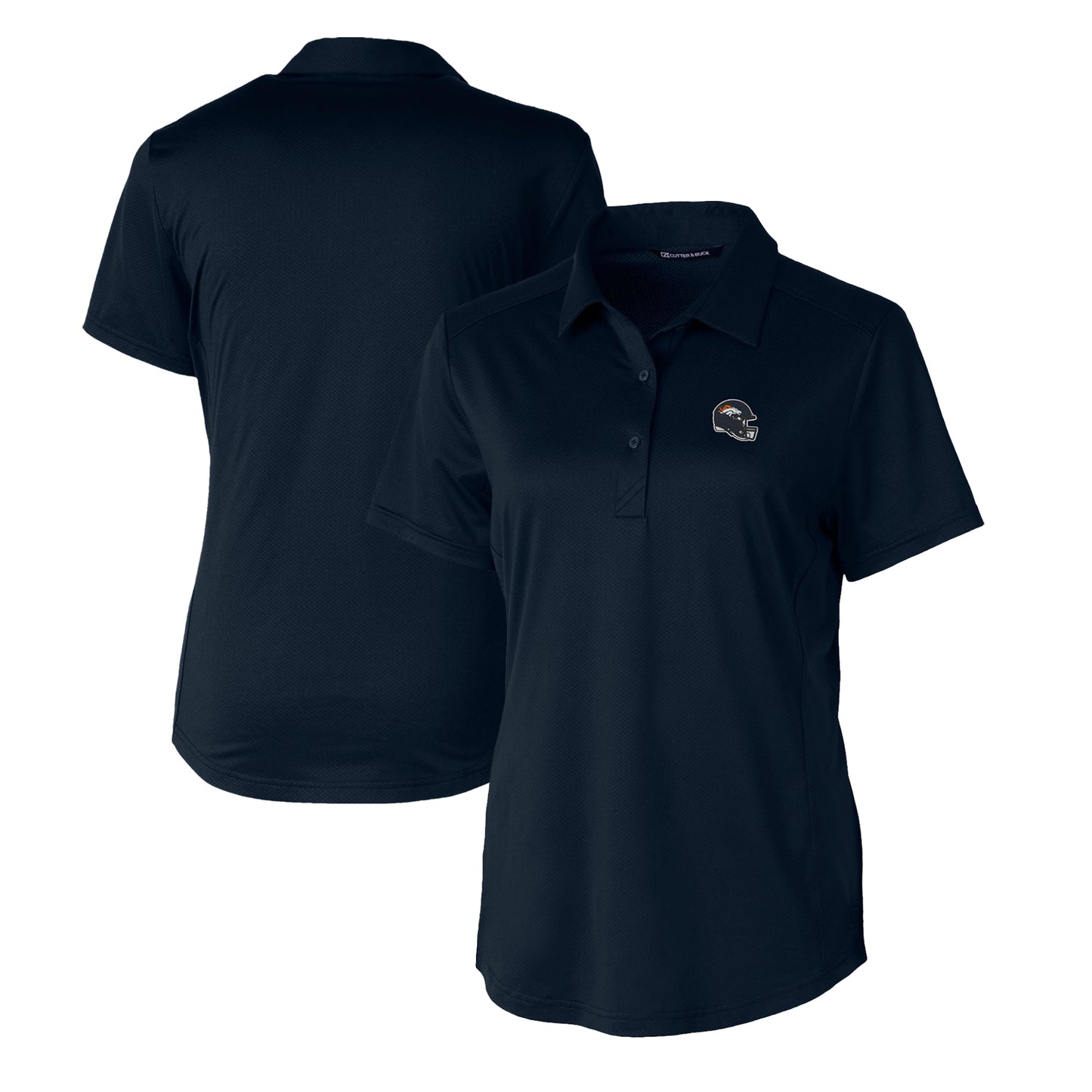 Women's Cutter & Buck Navy Denver Broncos Helmet Logo DryTec Prospect Textured Stretch Polo