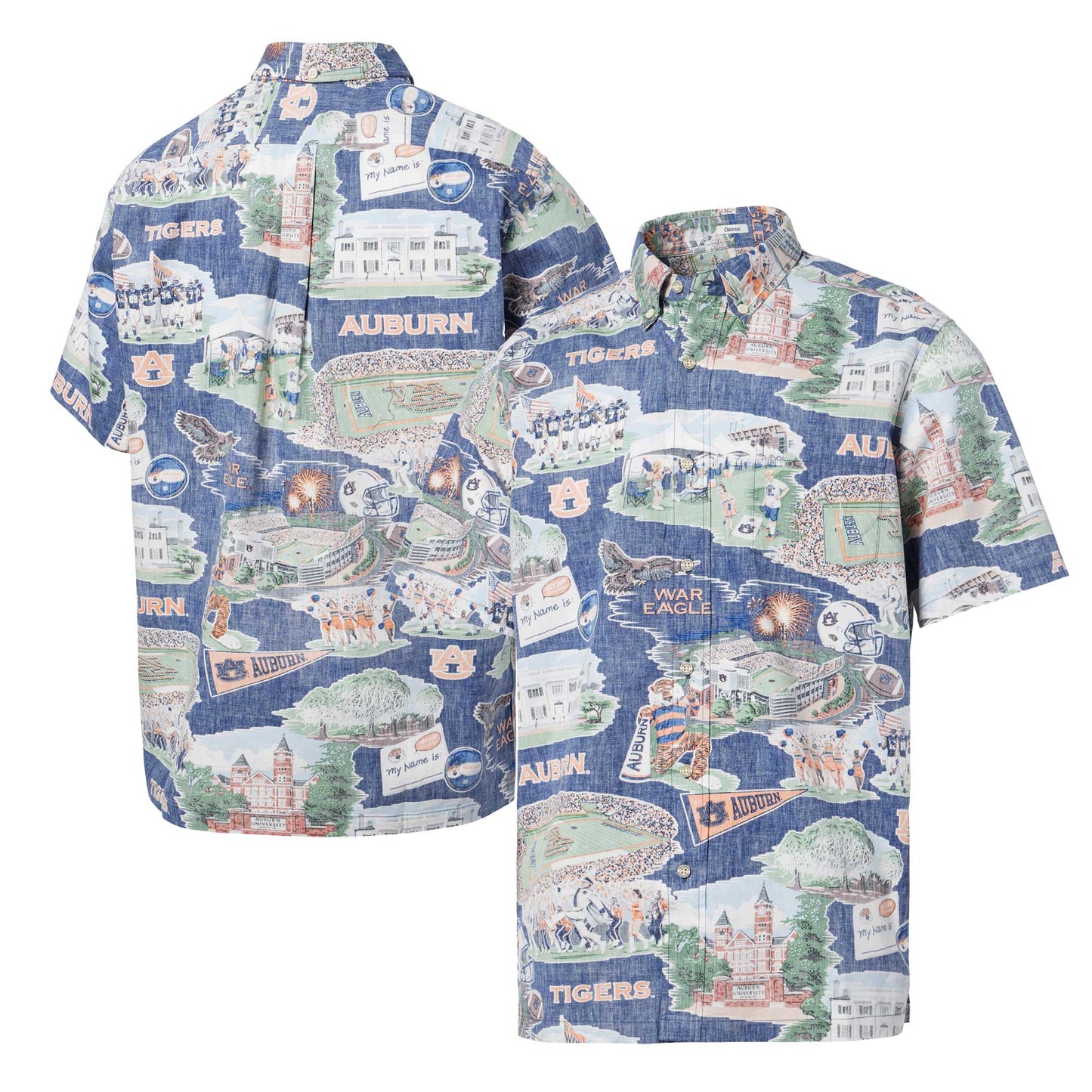 Men's Reyn Spooner Navy Auburn Tigers Scenic Button-Down Shirt