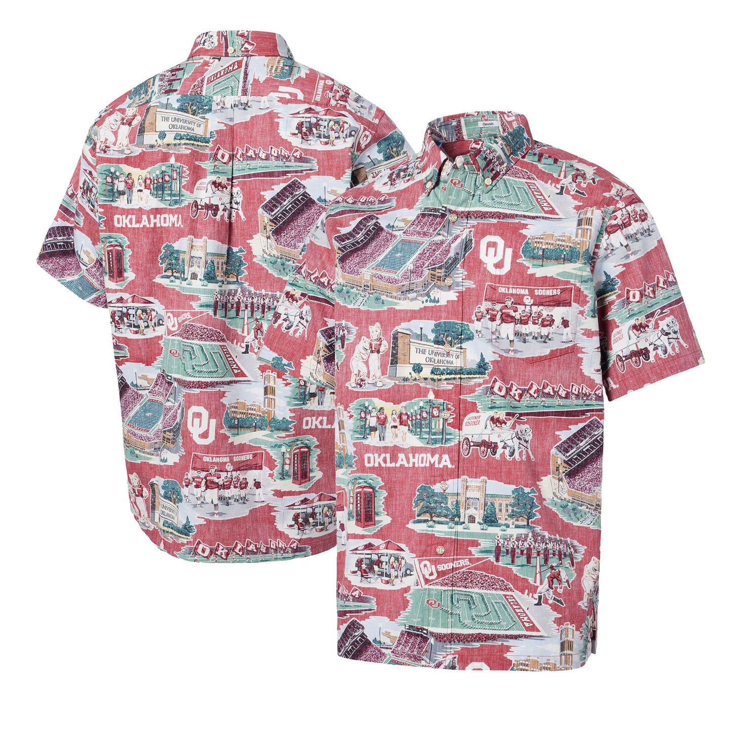 Men's Reyn Spooner Crimson Oklahoma Sooners Scenic Button-Down Shirt
