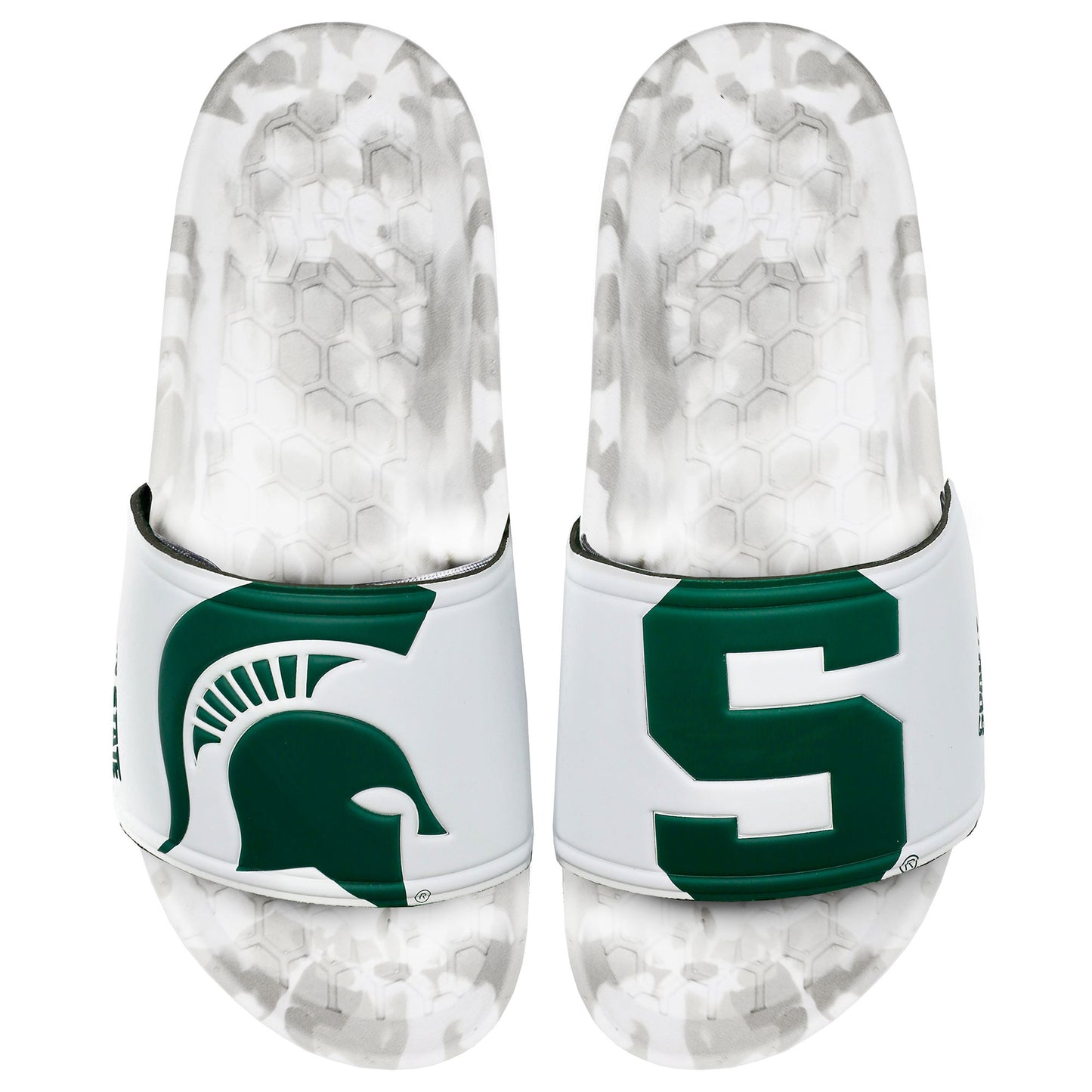Men's Green/White Michigan State Spartans Slydr Pro Slide Sandals