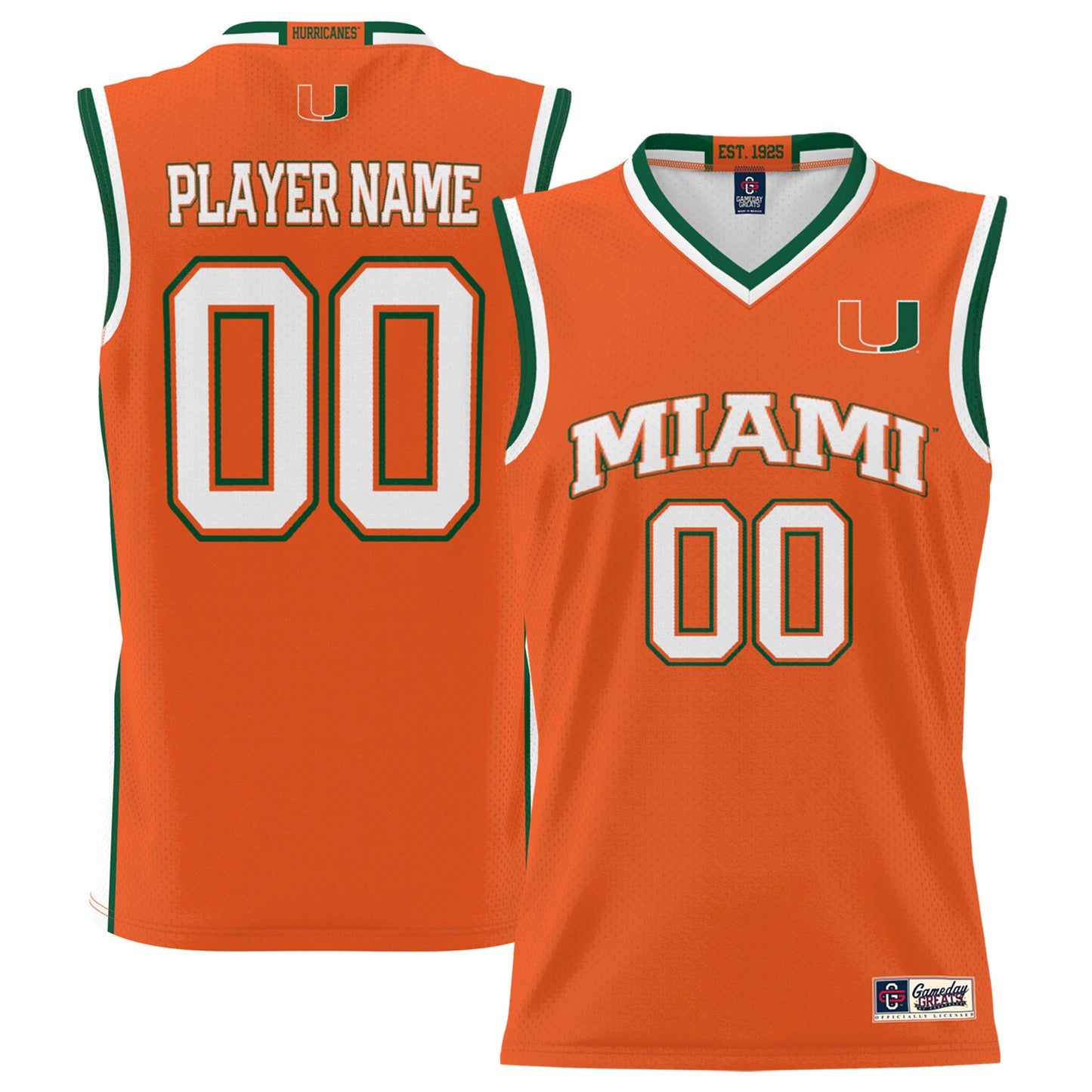 Unisex GameDay Greats Orange Miami Hurricanes NIL Pick-A-Player Lightweight Basketball Jersey
