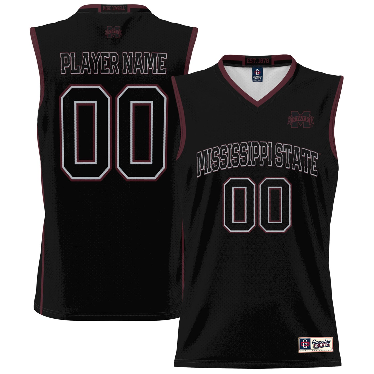 Unisex GameDay Greats Black Mississippi State Bulldogs NIL Pick-A-Player Lightweight Basketball Jersey