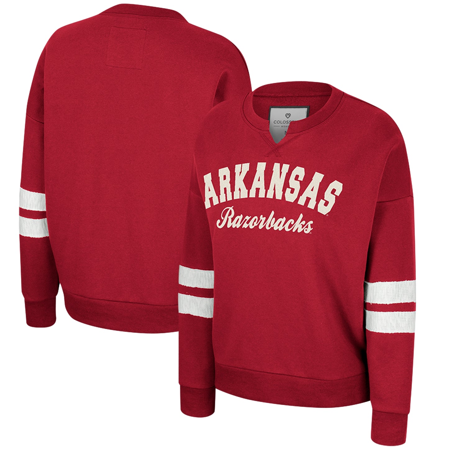 Women's Colosseum Cardinal Arkansas Razorbacks Perfect Date Notch Neck Pullover Sweatshirt