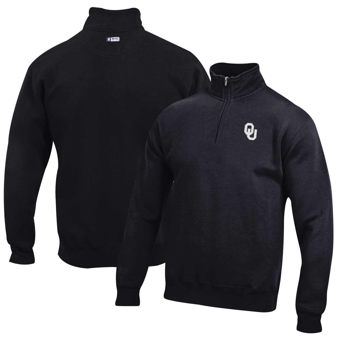 Men's Black Oklahoma Sooners Big Cotton Quarter-Zip Pullover Sweatshirt