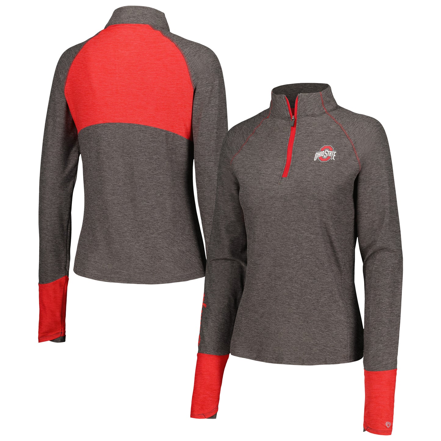 Women's Colosseum Black Ohio State Buckeyes Morningside Sleeve Hit Raglan Quarter-Zip Top