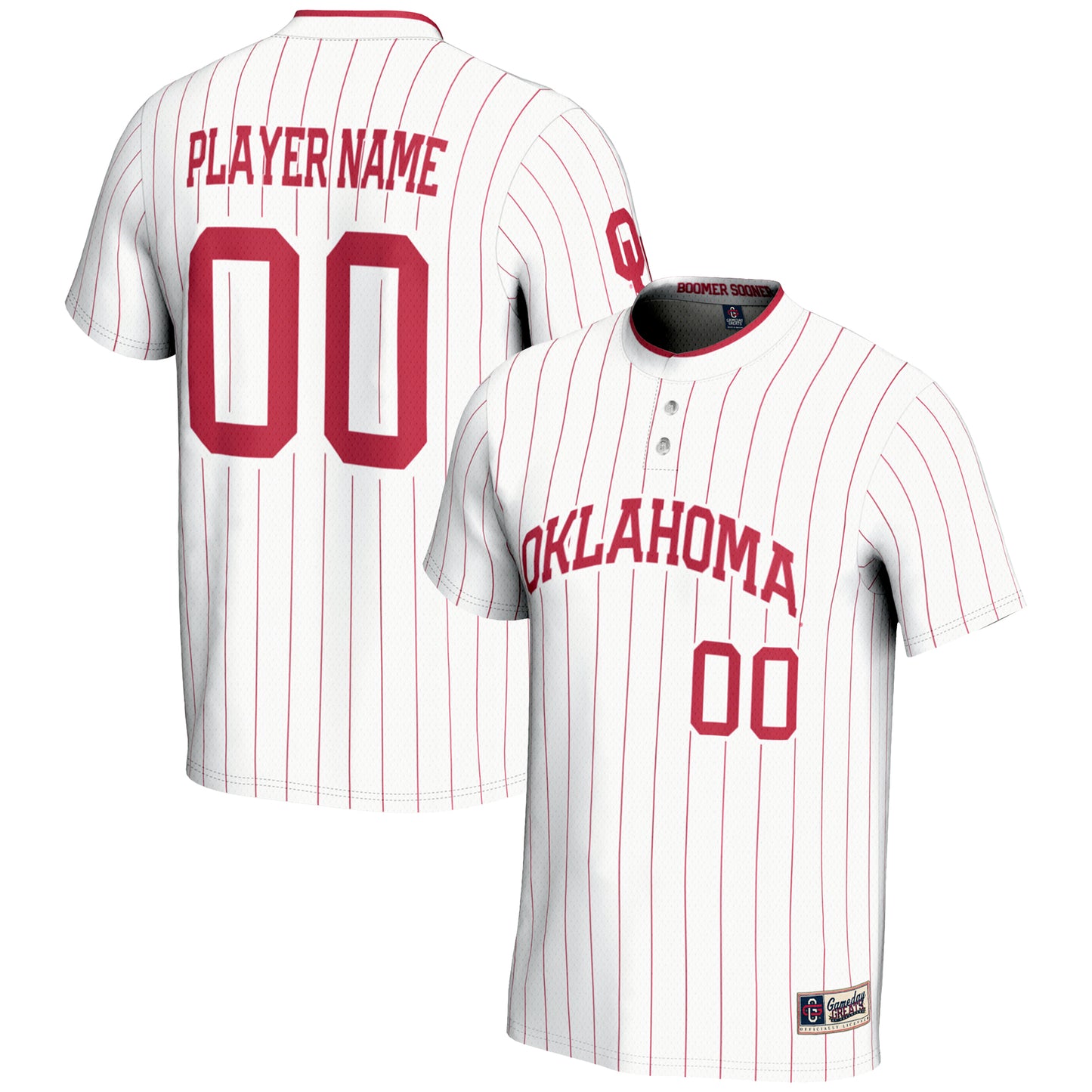 Youth GameDay Greats White Oklahoma Sooners NIL Pick-A-Player Lightweight Softball Jersey
