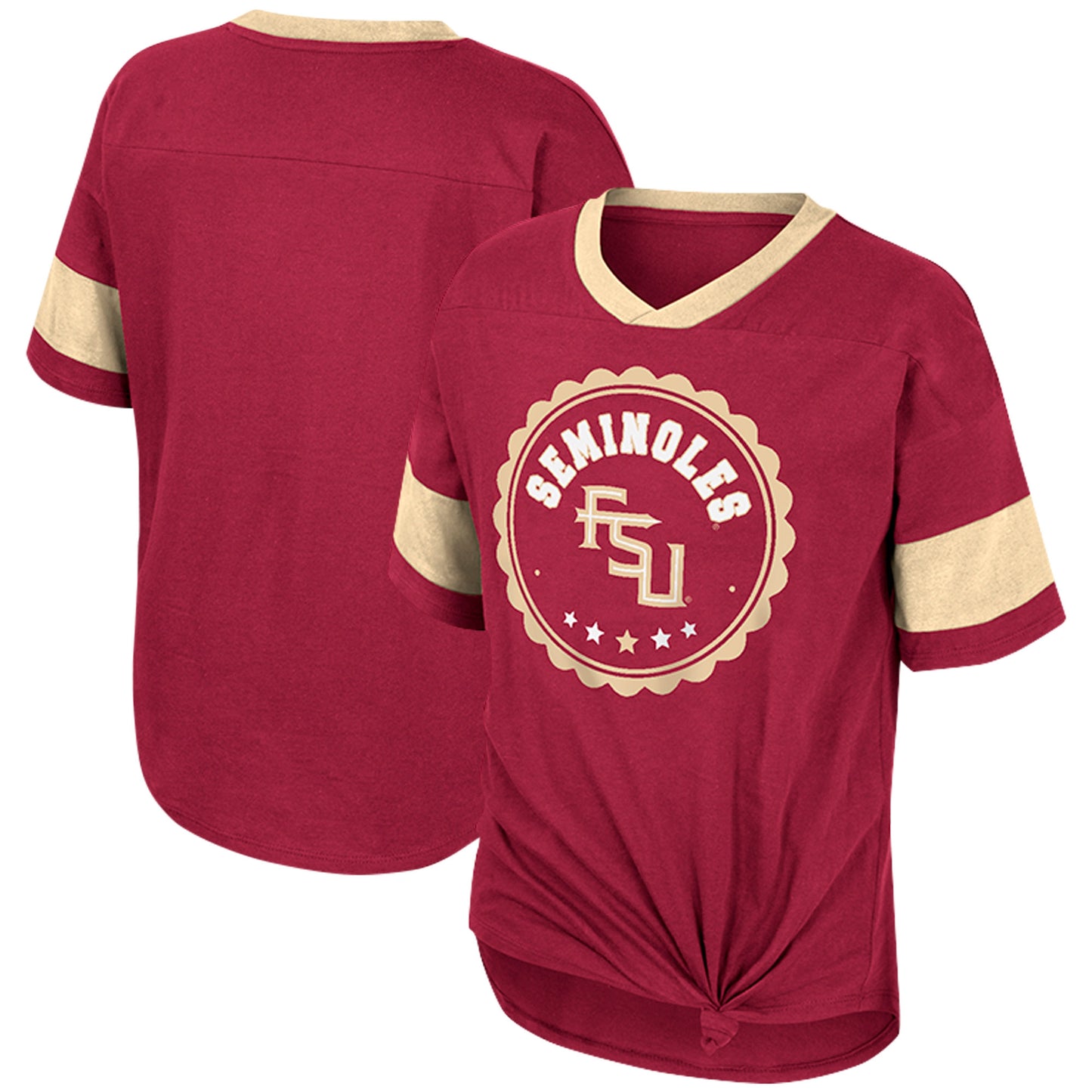 Girls Youth Colosseum Garnet Florida State Seminoles Tomika Tie-Front V-Neck T-Shirt