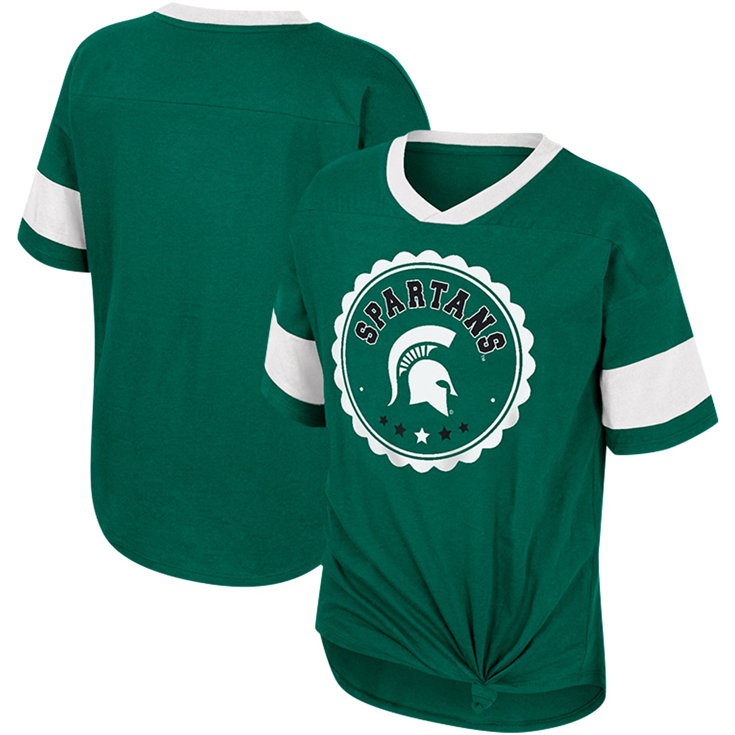 Girls Youth Colosseum Green Michigan State Spartans Tomika Tie-Front V-Neck T-Shirt