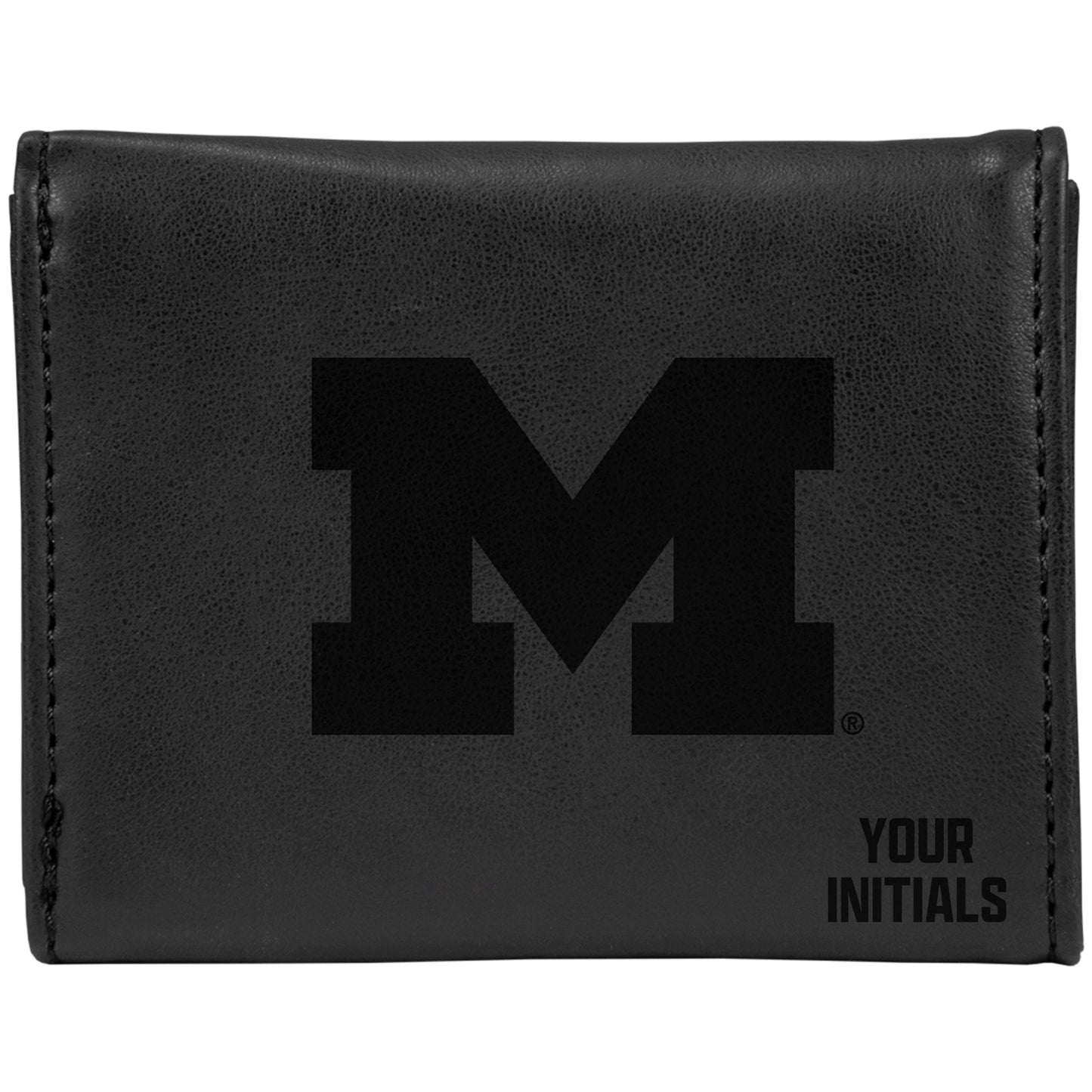 Black Michigan Wolverines Personalized Trifold Wallet