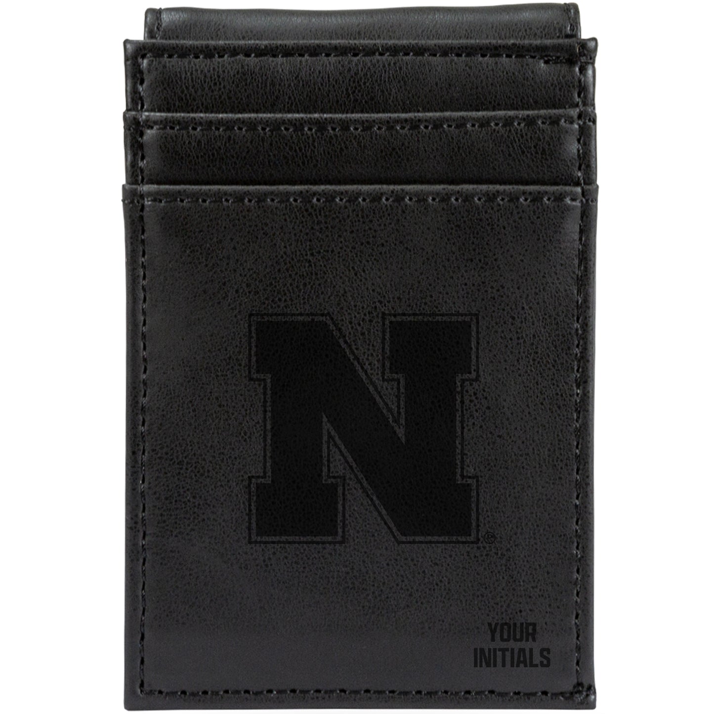 Black Nebraska Huskers Personalized Front Pocket Wallet