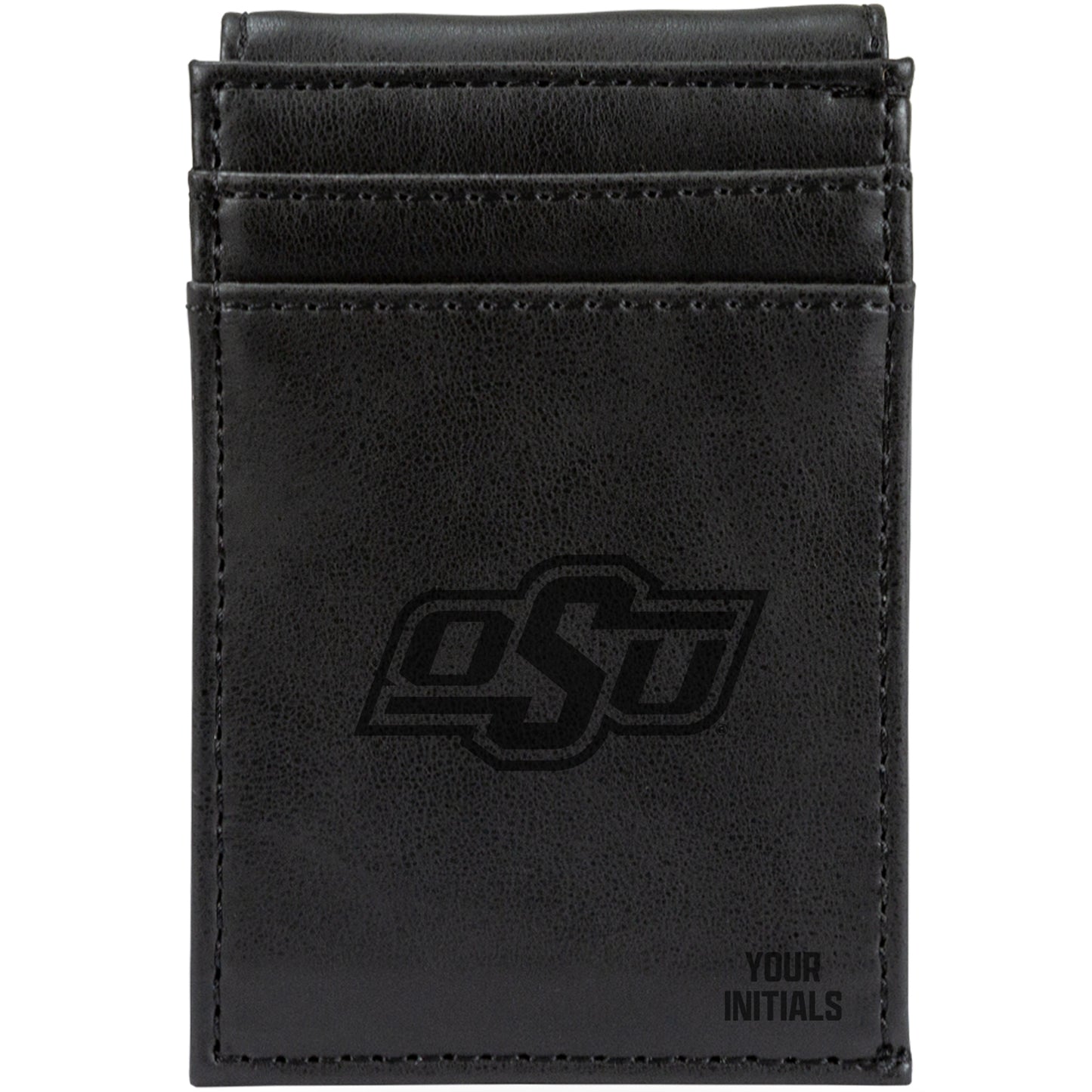 Black Oklahoma State Cowboys Personalized Front Pocket Wallet