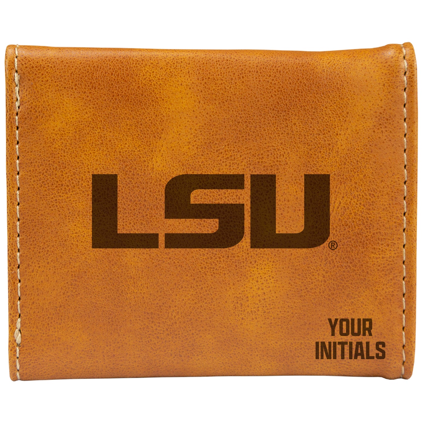 Brown LSU Tigers Personalized Trifold Wallet