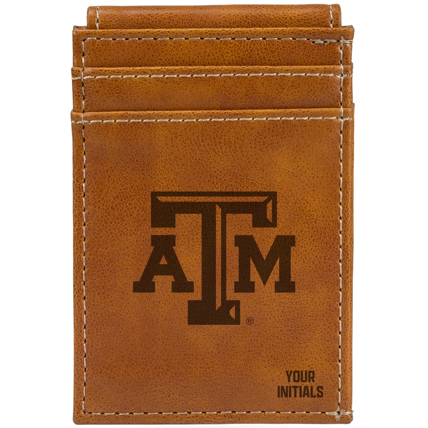 Brown Texas A&M Aggies Personalized Front Pocket Wallet