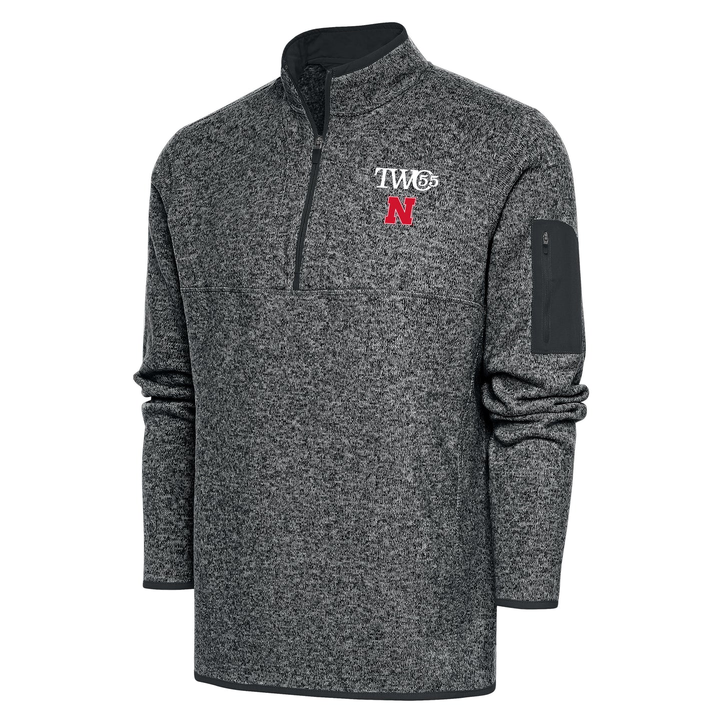 Men's Antigua Heather Charcoal Nebraska Huskers TWO55 Big & Tall Fortune Half-Zip Pullover Jacket