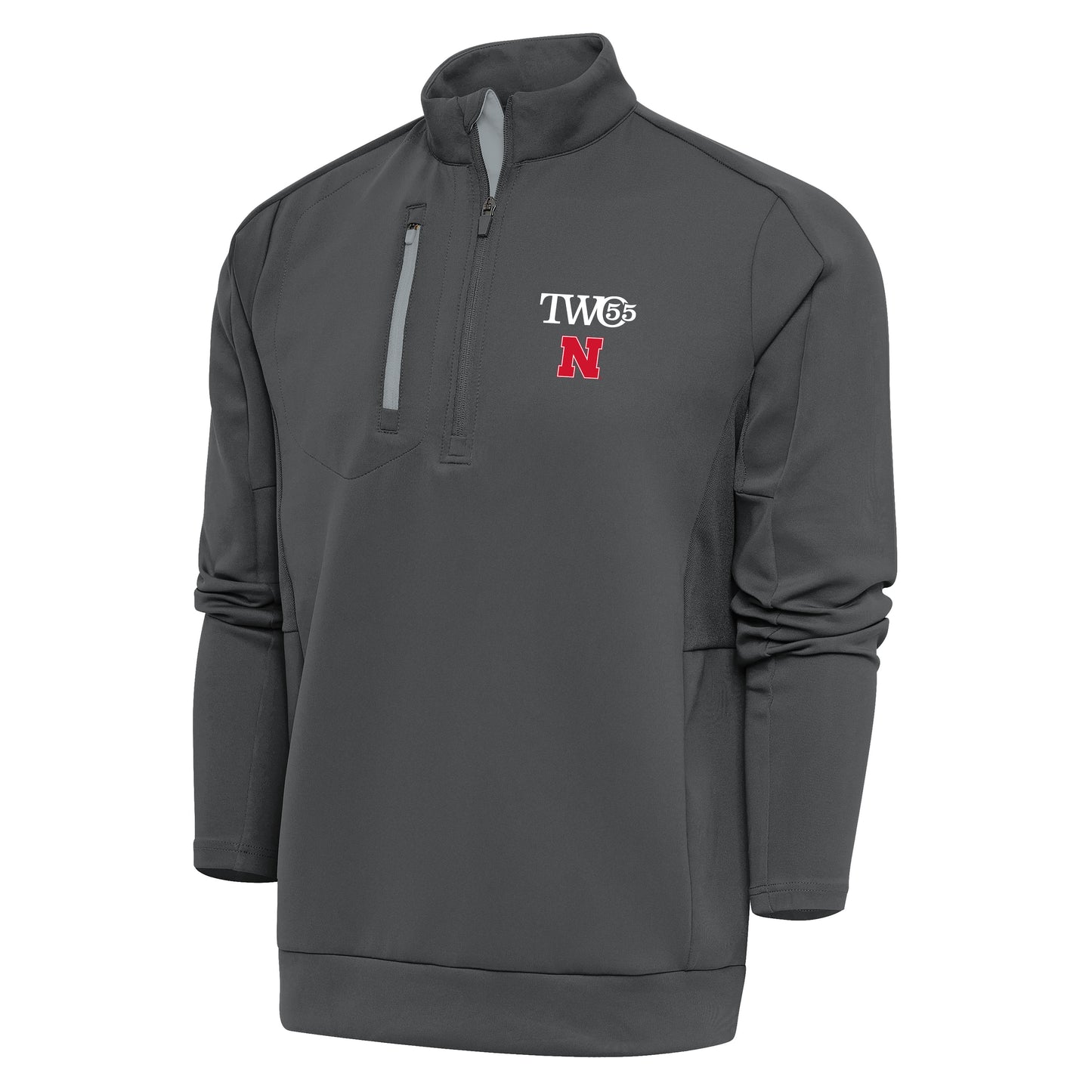 Men's Antigua Charcoal/Silver Nebraska Huskers TWO55 Generation Half-Zip Pullover Top