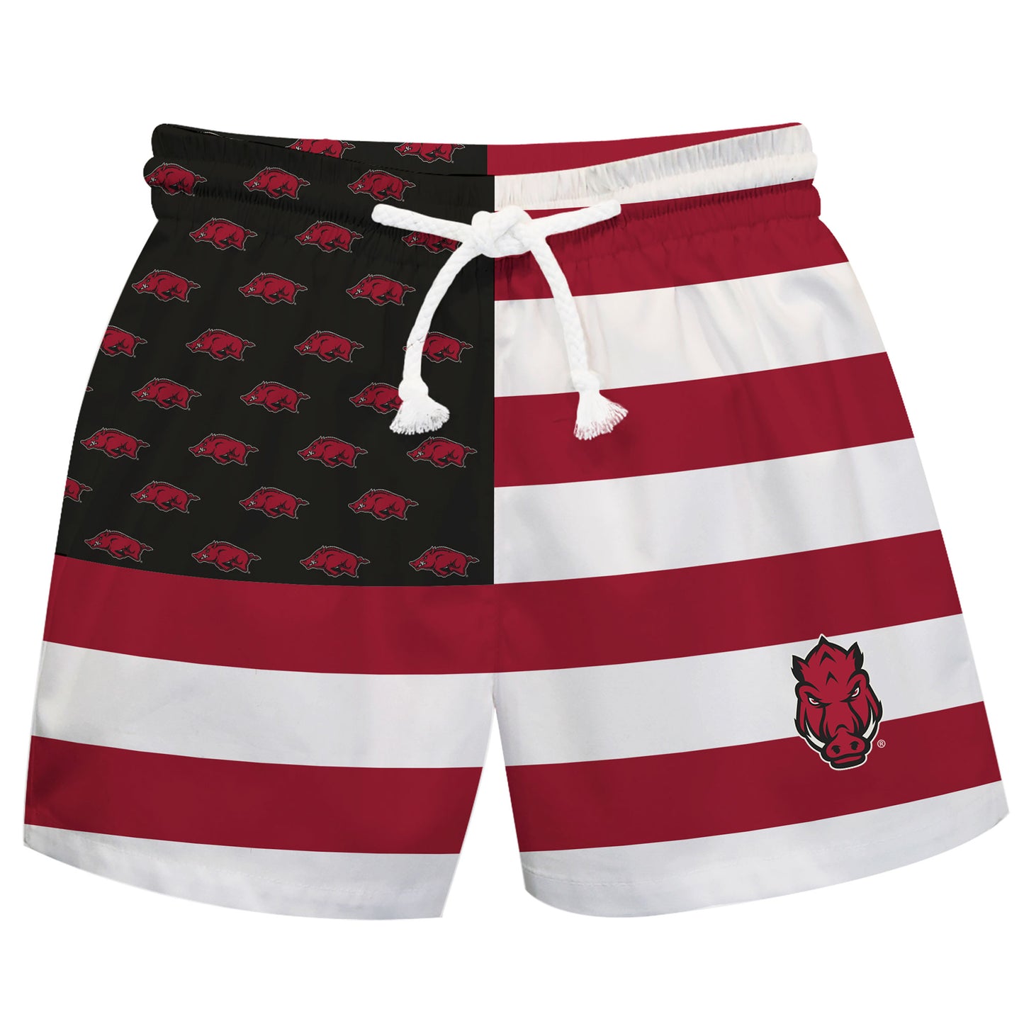 Toddler Vive La Fete Cardinal/Black Arkansas Razorbacks Flag Swim Trunks