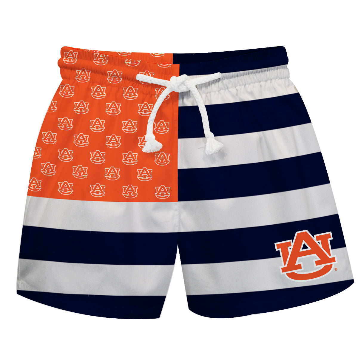 Toddler Vive La Fete Navy/Orange Auburn Tigers Flag Swim Trunks