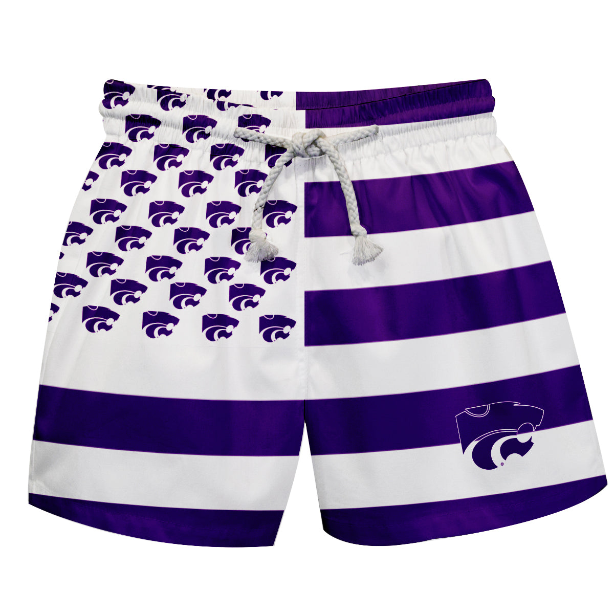 Toddler Vive La Fete Purple/White Kansas State Wildcats Flag Swim Trunks