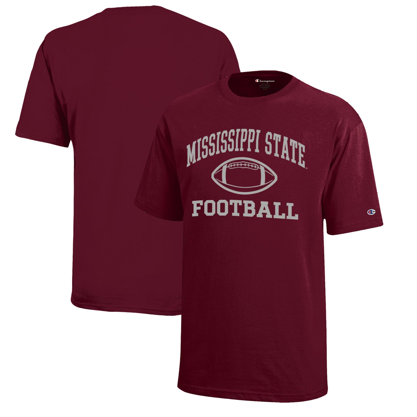 Youth Champion Maroon Mississippi State Bulldogs Icon Logo Football T-Shirt
