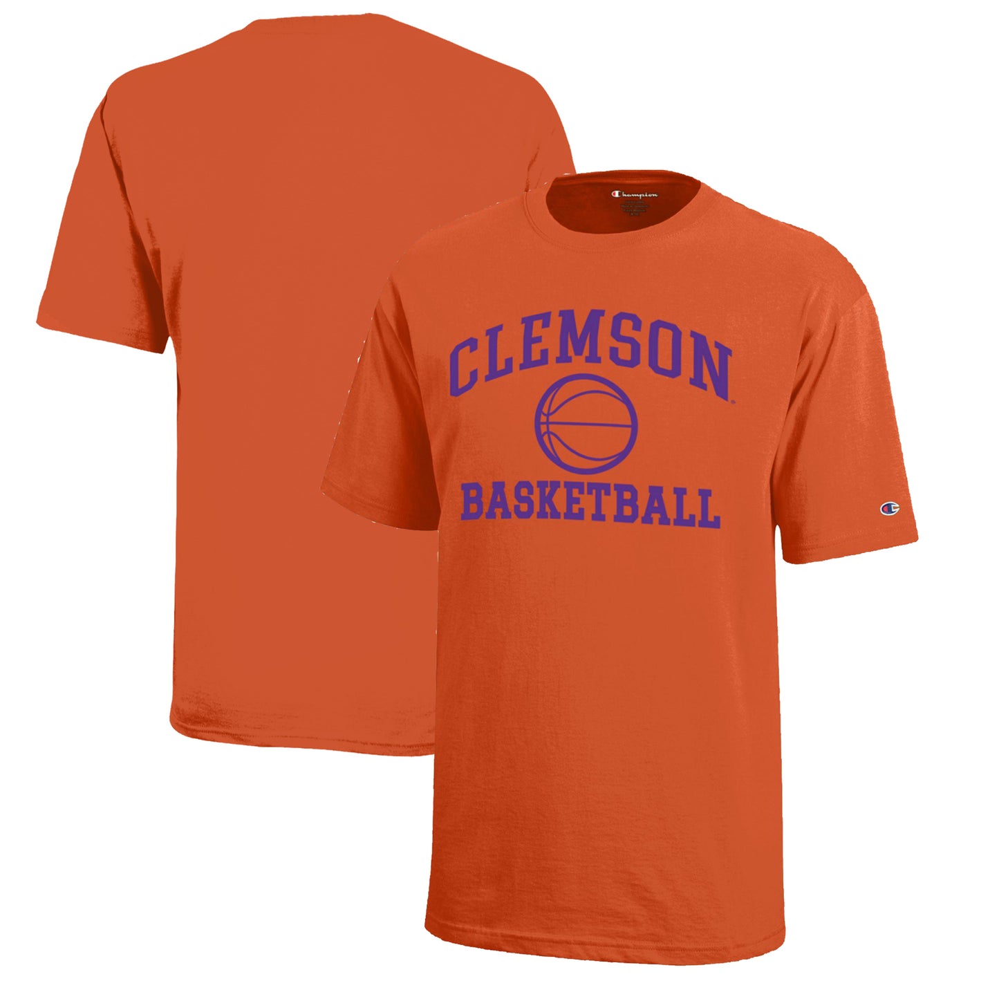 Youth Champion Orange Clemson Tigers Icon Logo Basketball T-Shirt