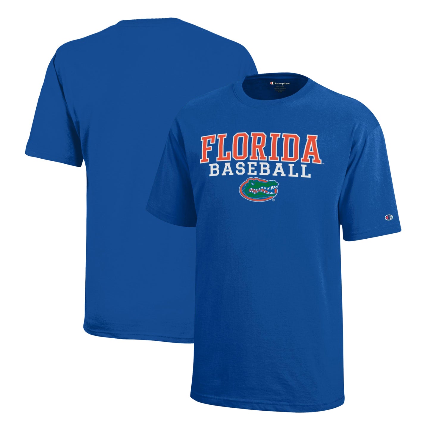 Youth Champion Royal Florida Gators Stacked Logo Baseball T-Shirt