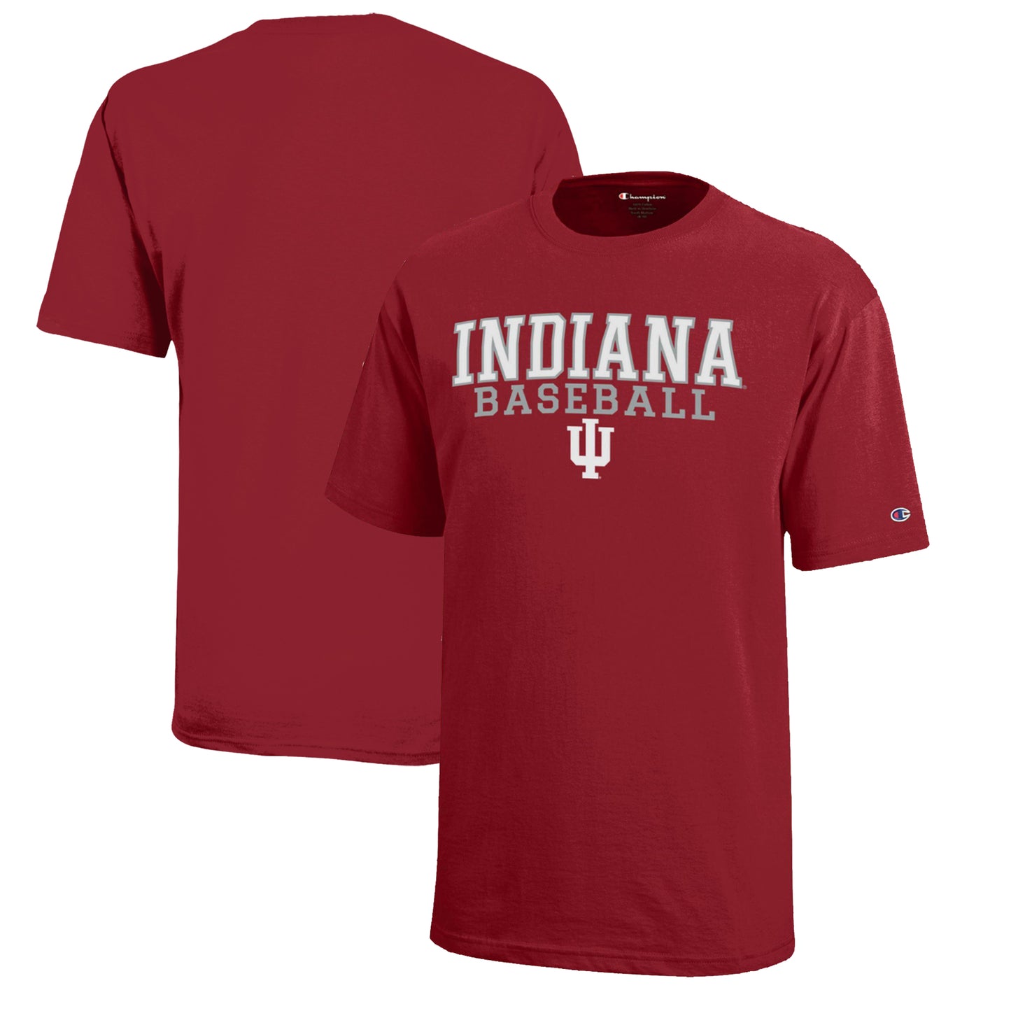 Youth Champion Crimson Indiana Hoosiers Stacked Logo Baseball T-Shirt